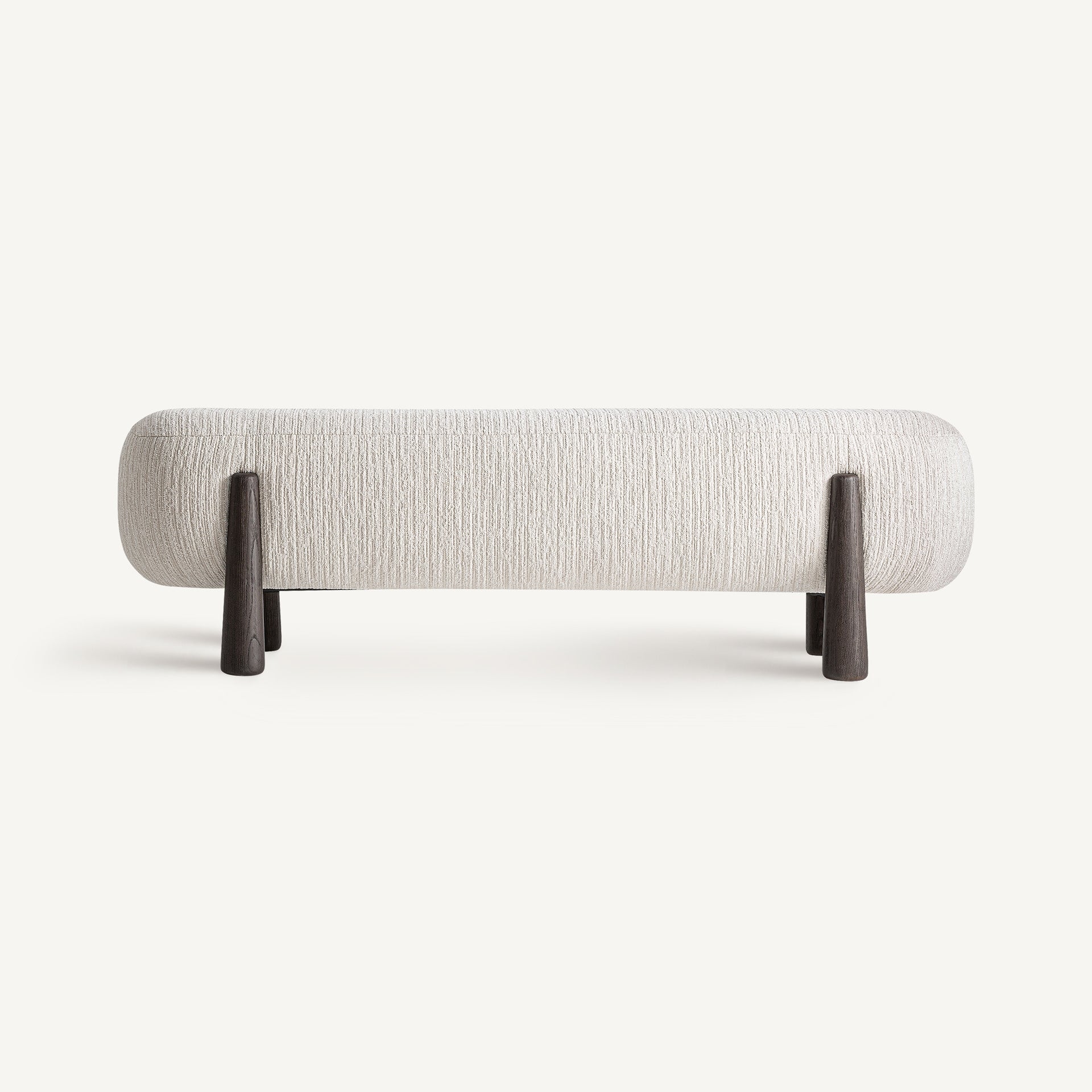 DAVOS Bench White Chenille with Dark Pine Base