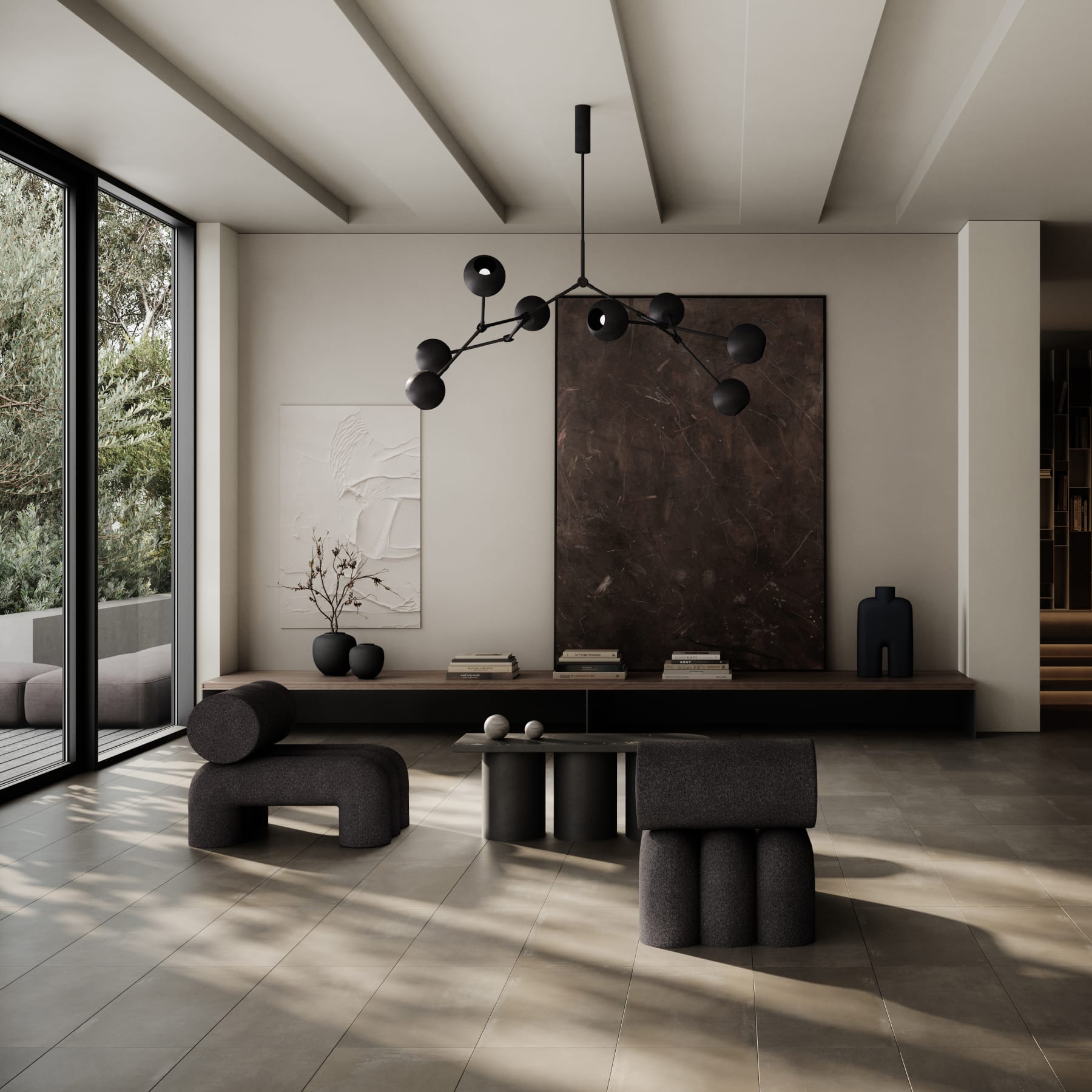 Fotel FOKU šedo-hnedý boucle