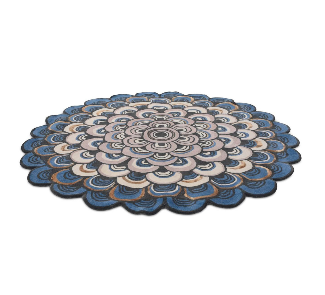 Round carpet masquerade round blue blue