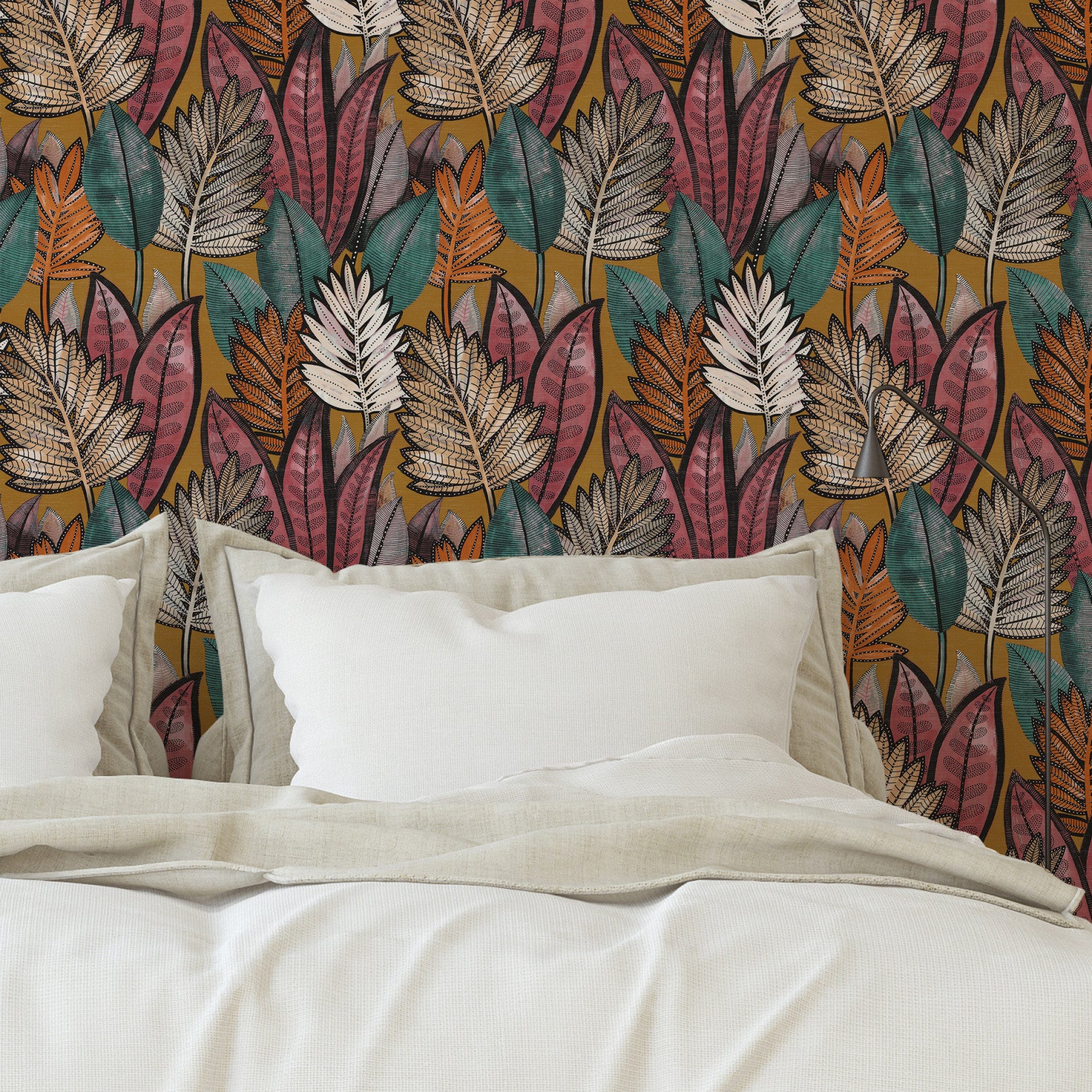 Tapeta so štruktúrou a rastlinným motívom SABAL - SAFRAN šafranový