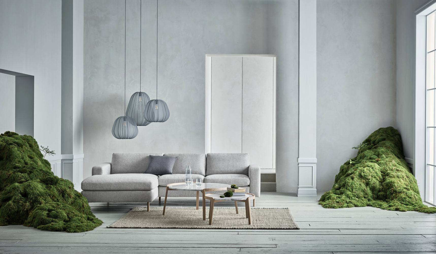 Randinavia right-sided 3-person corner sofa with an oak base