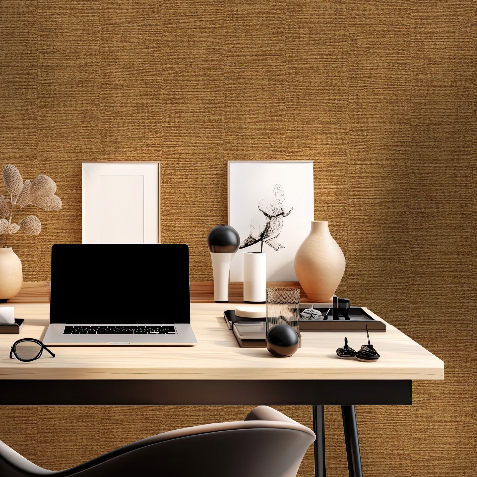 Tapeta štrukturálna metalická v prúžkoch SCANDIUM - OR PATINE tmavožltá