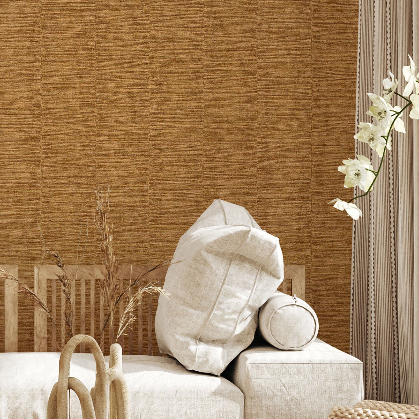 Tapeta štrukturálna metalická v prúžkoch SCANDIUM - OR PATINE tmavožltá