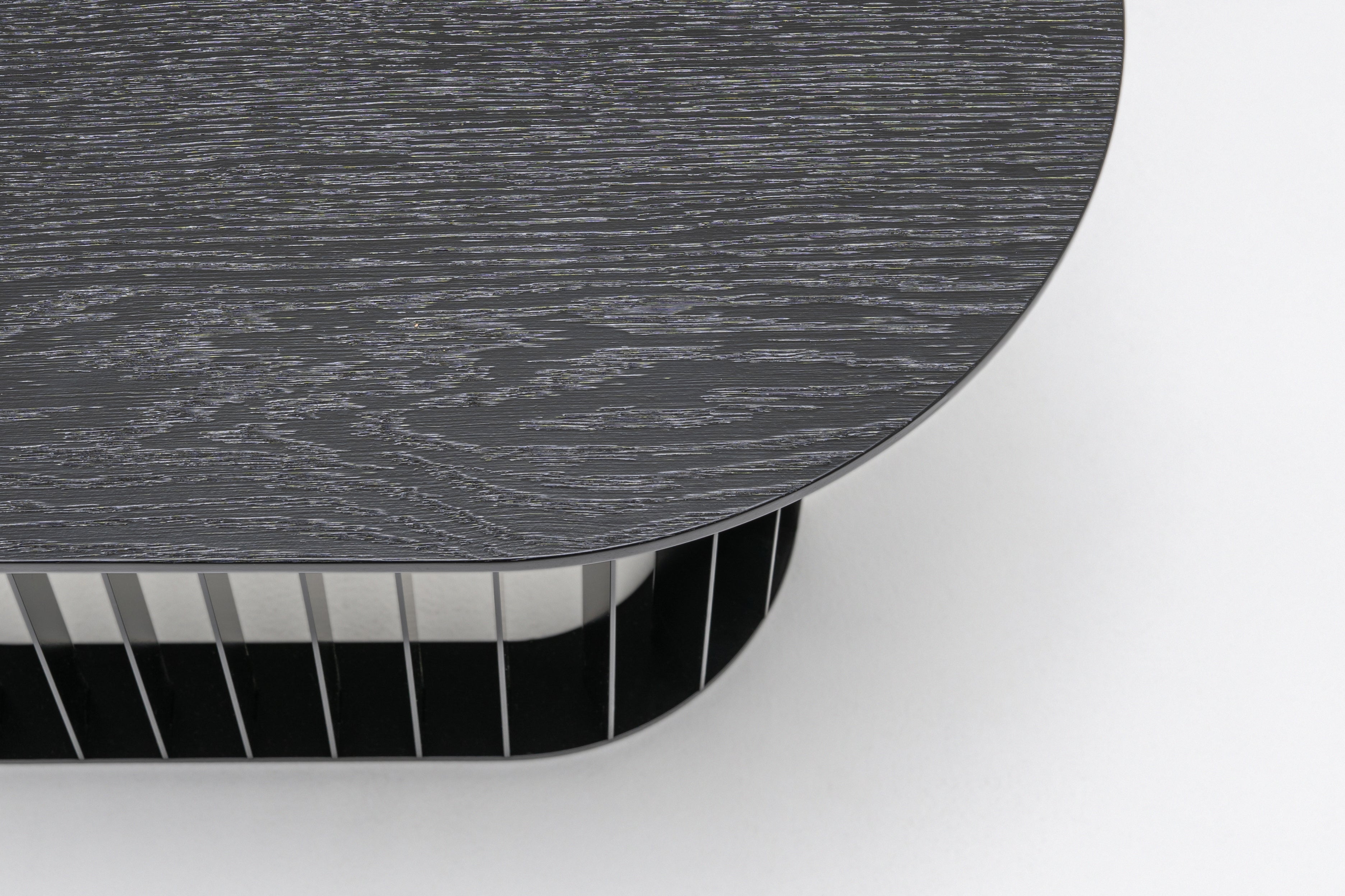 Kávový stolík ROLL dyha s kovovou základňou