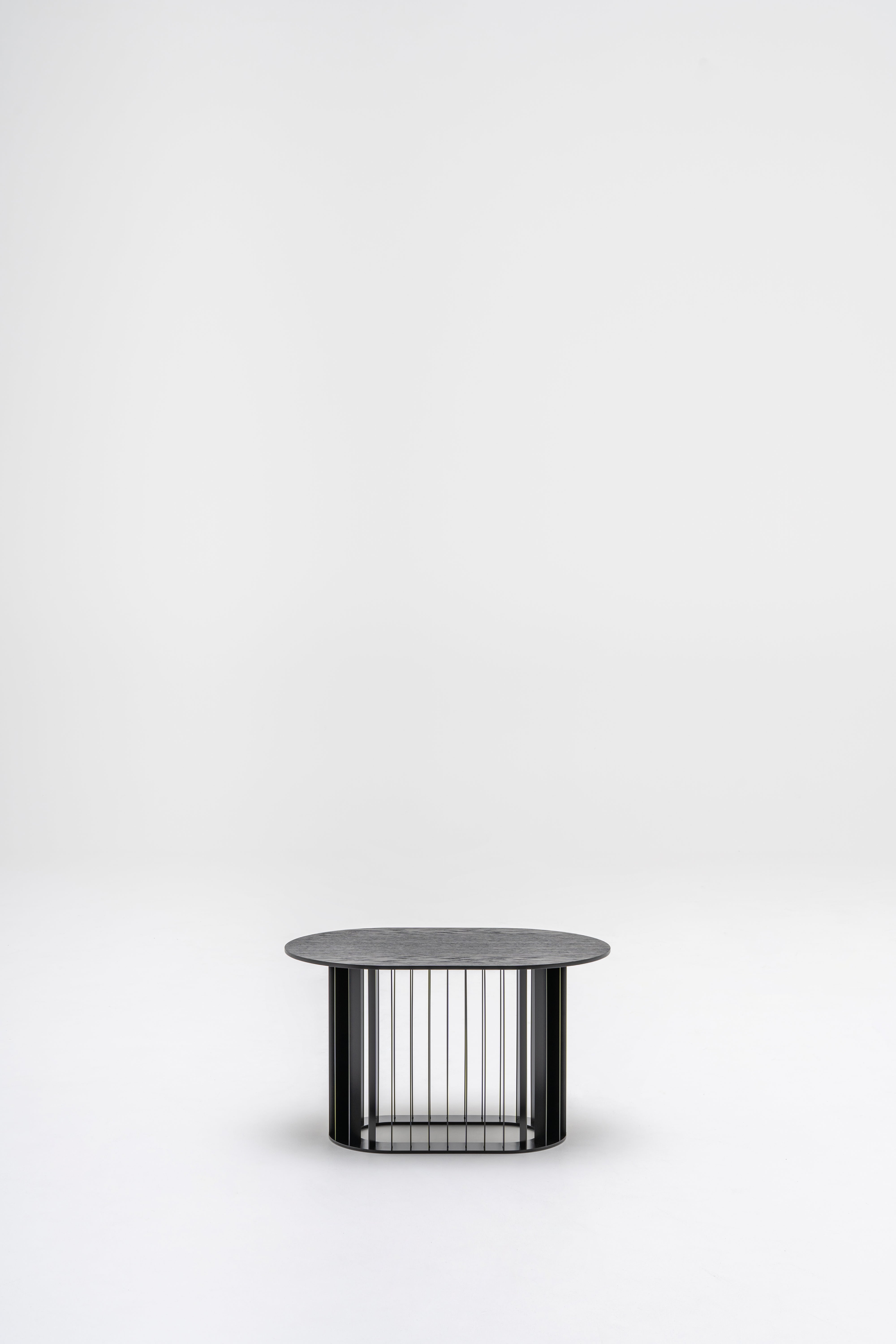 Kávový stolík ROLL dyha s kovovou základňou