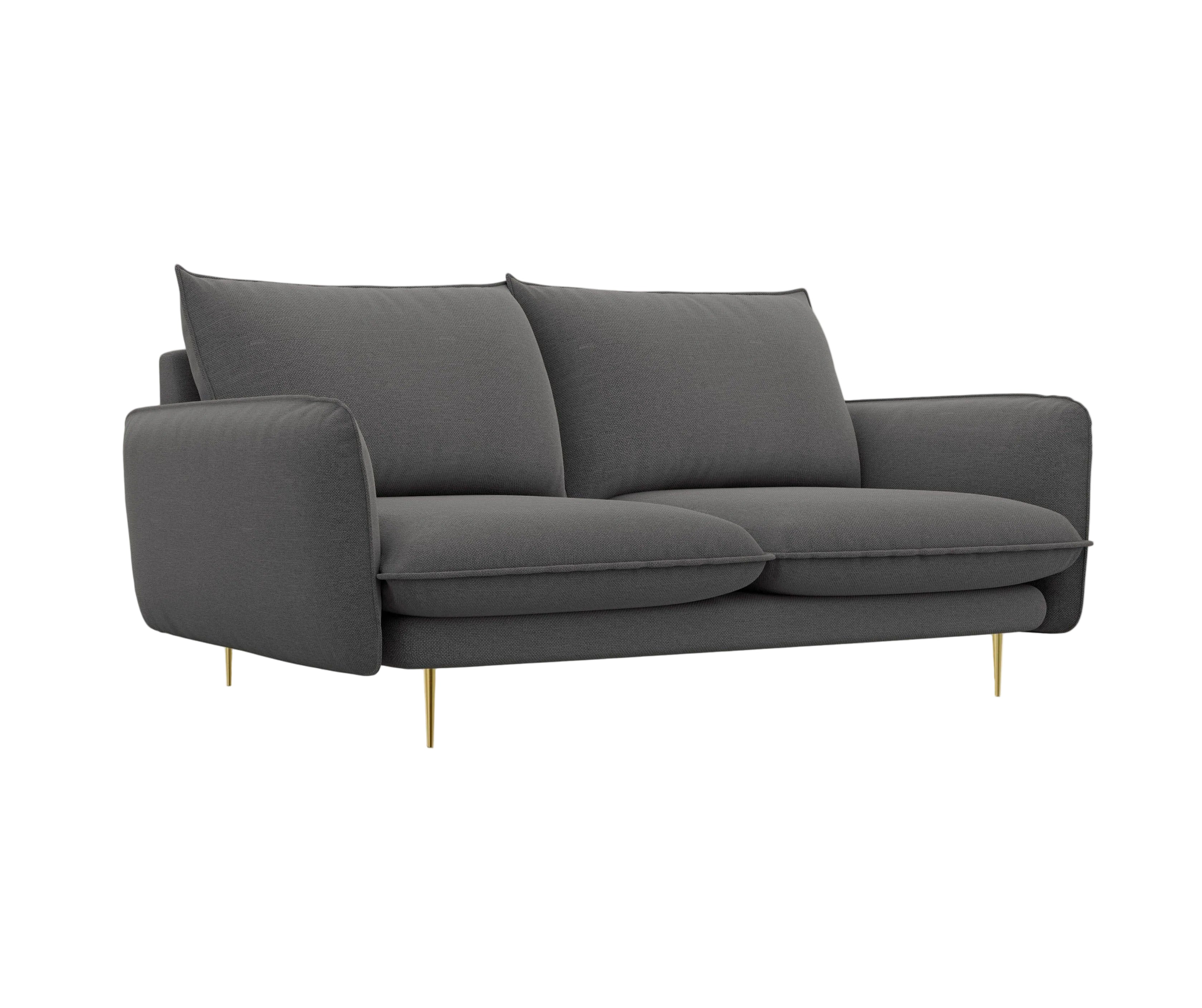 Sofa 2-osobowa VIENNA ciemnoszary ze złotą podstawą Cosmopolitan Design    Eye on Design