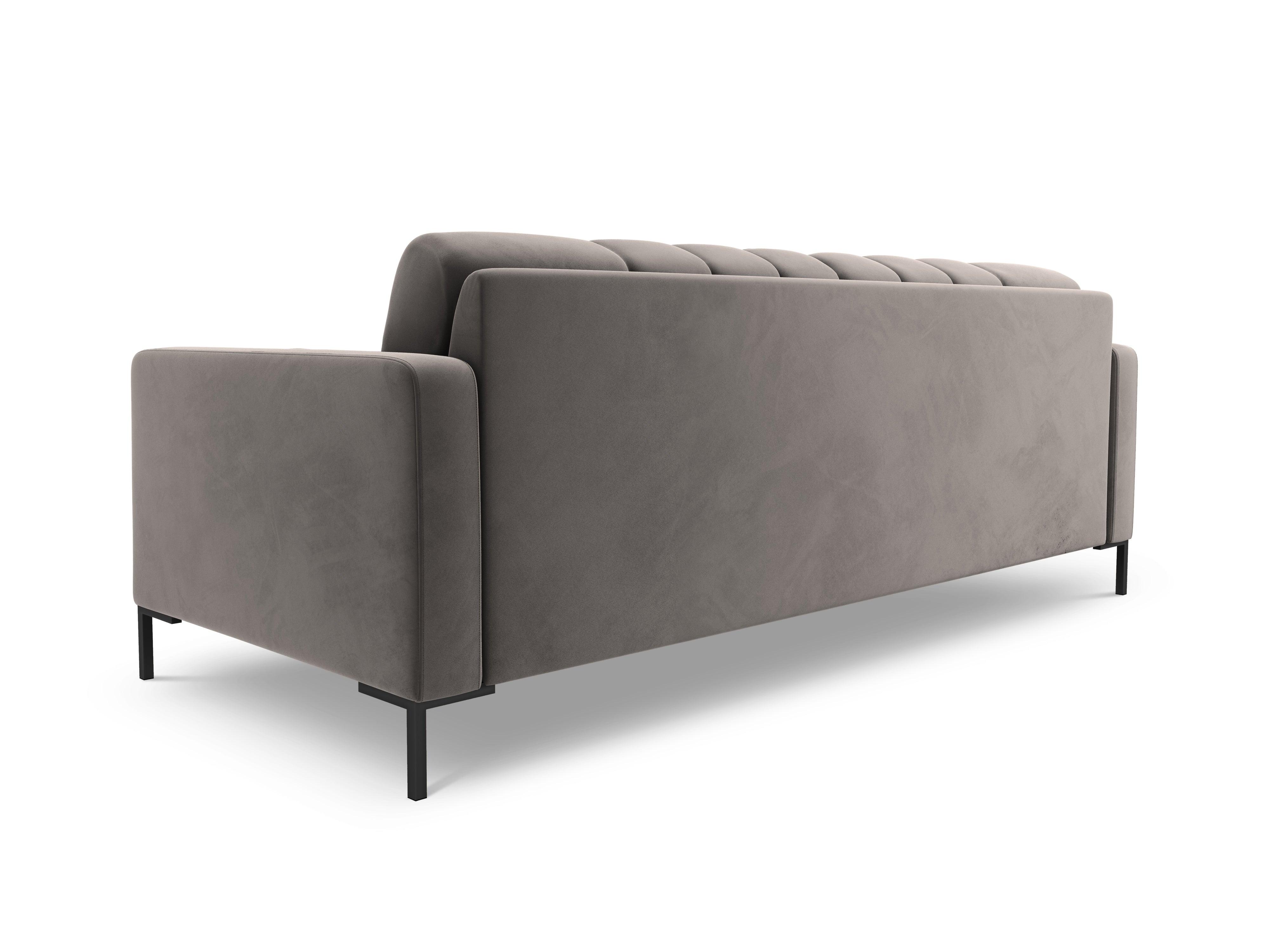 Sofa aksamitna 3-osobowa BALI jasnoszary z czarną podstawą Cosmopolitan Design    Eye on Design