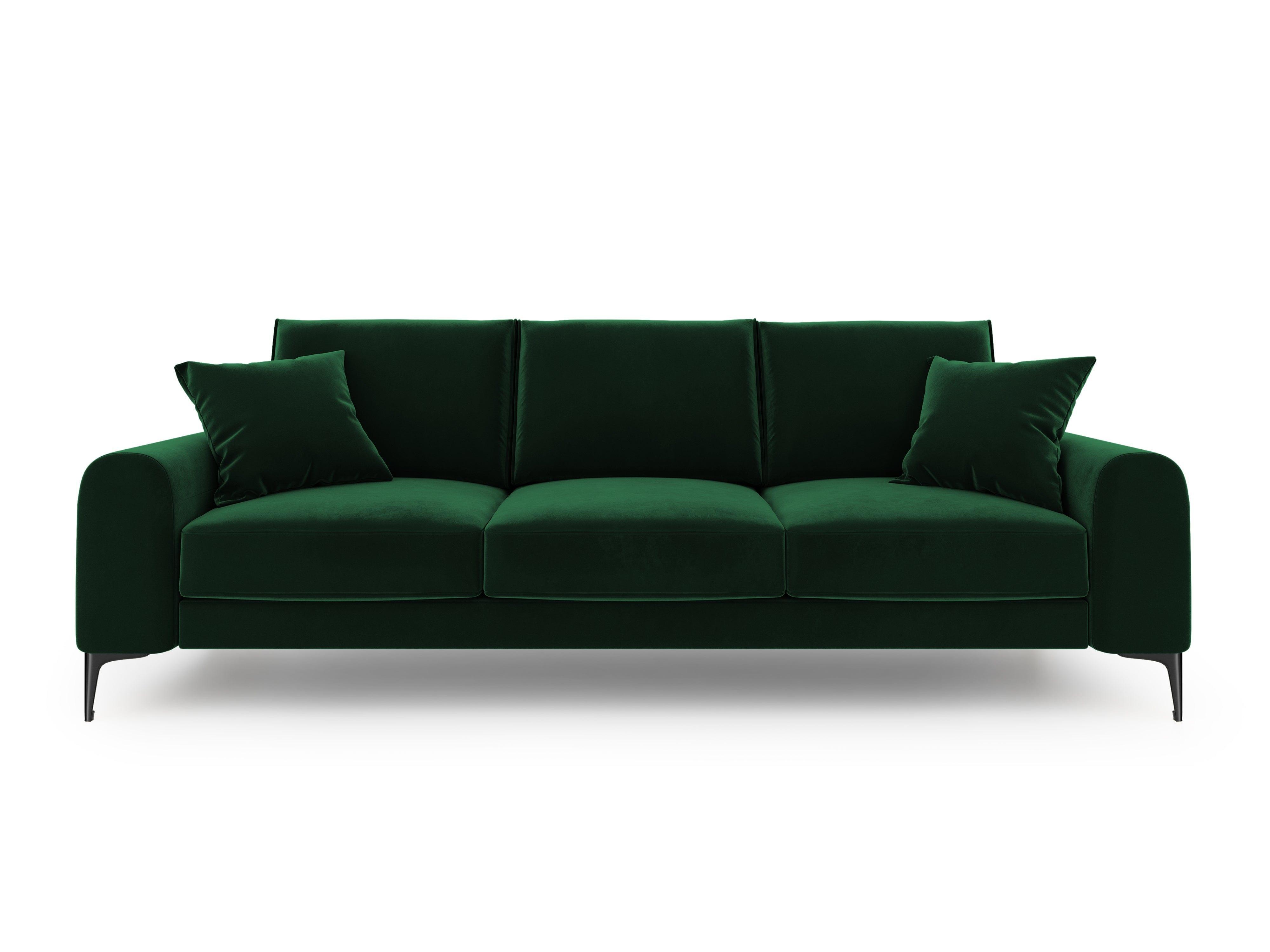 Sofa aksamitna 4-osobowa MADARA butelkowa zieleń z czarną podstawą Mazzini Sofas    Eye on Design