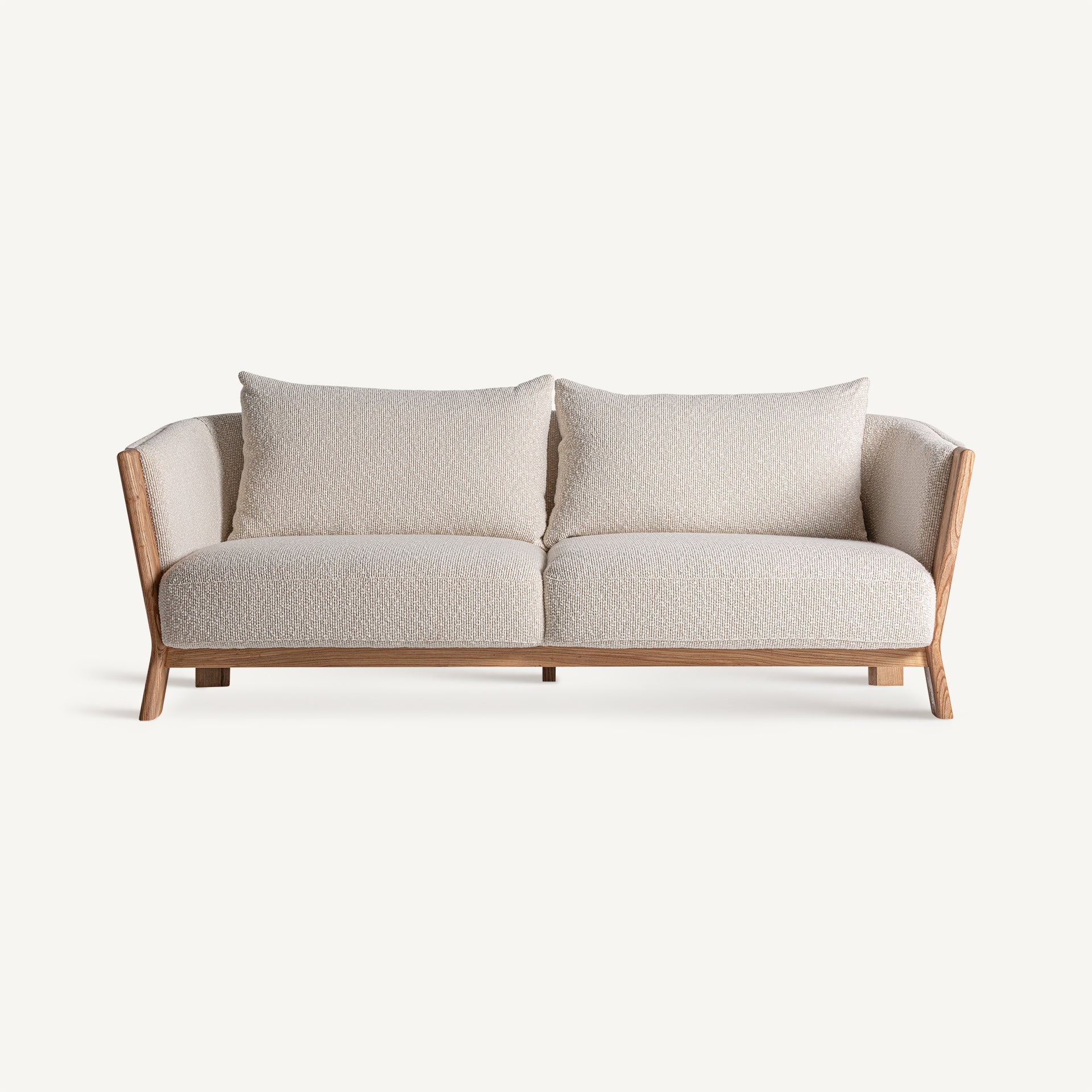 Sofa NARA béžová s dubovým podstavcom