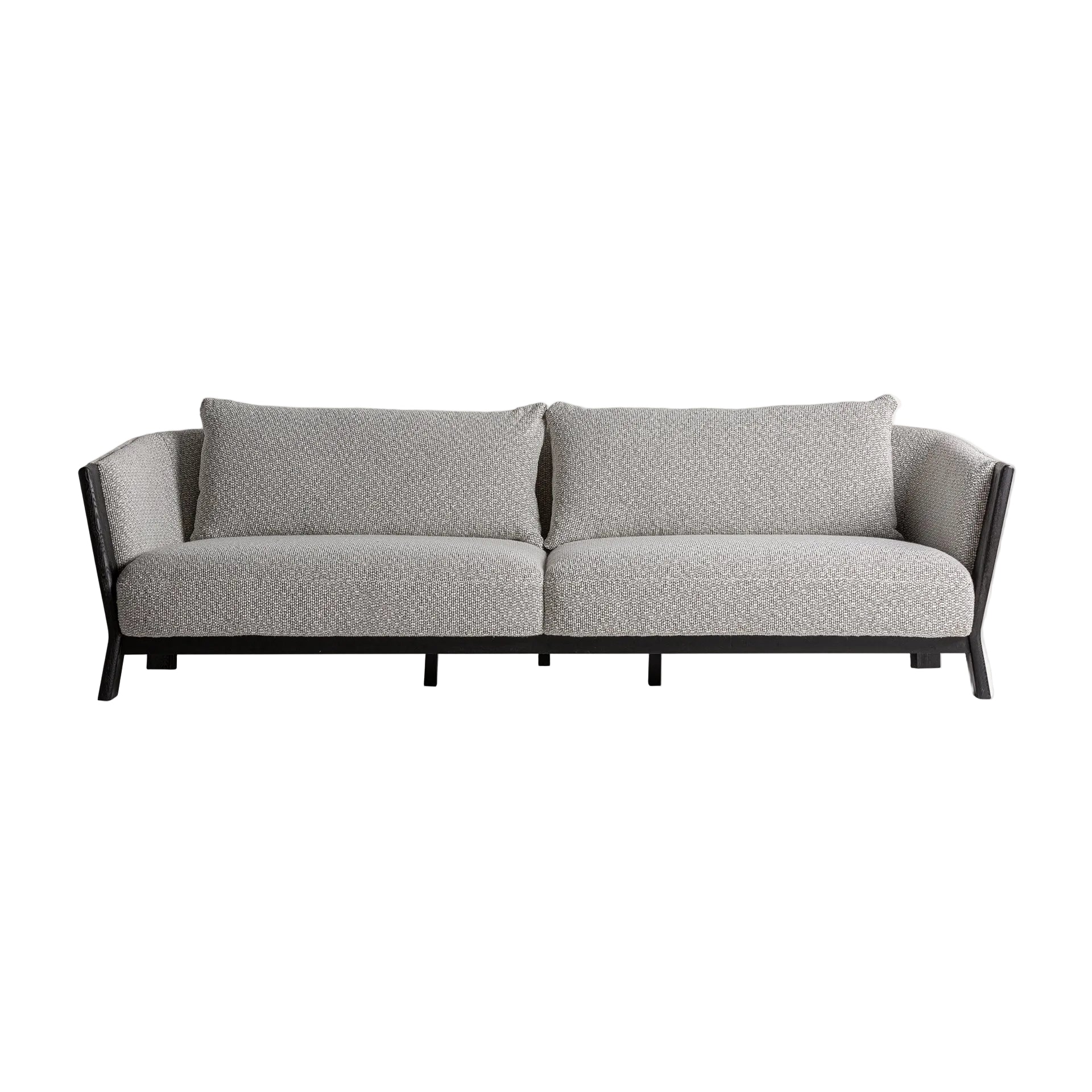 Sofa NARA šedá s čiernym dubovým podstavcom