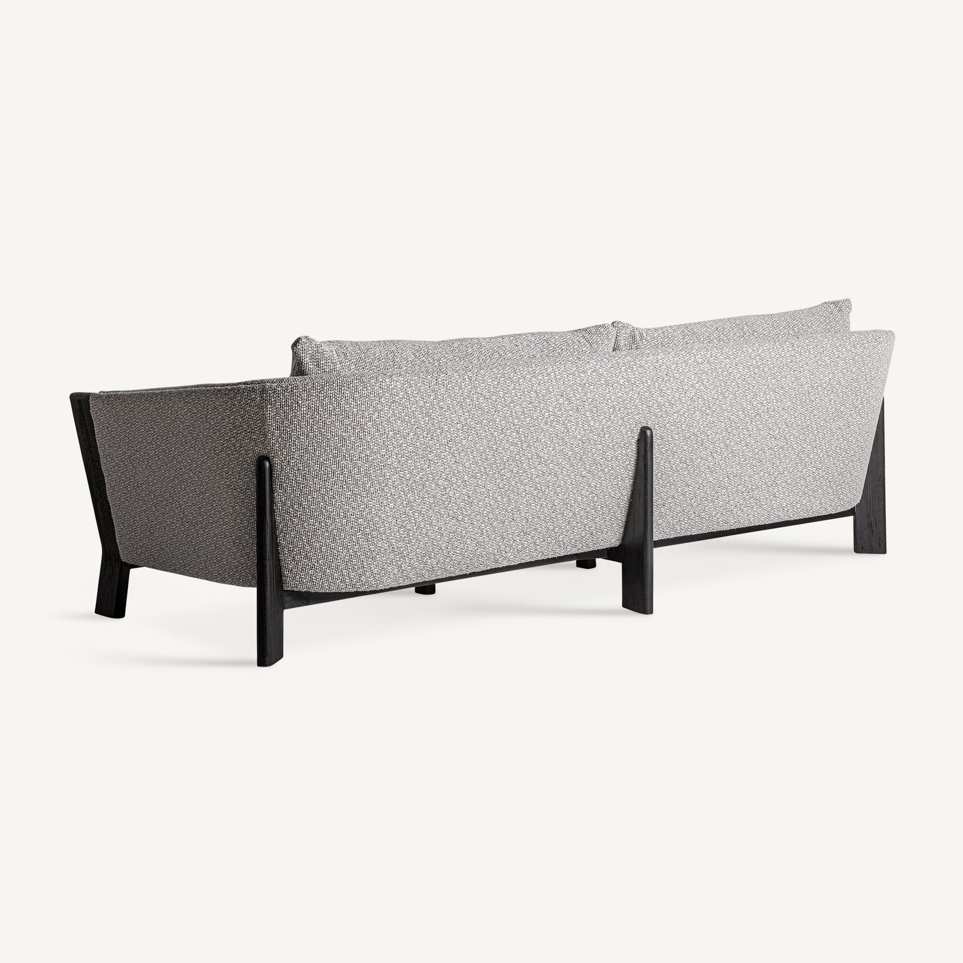 Sofa NARA šedá s čiernym dubovým podstavcom