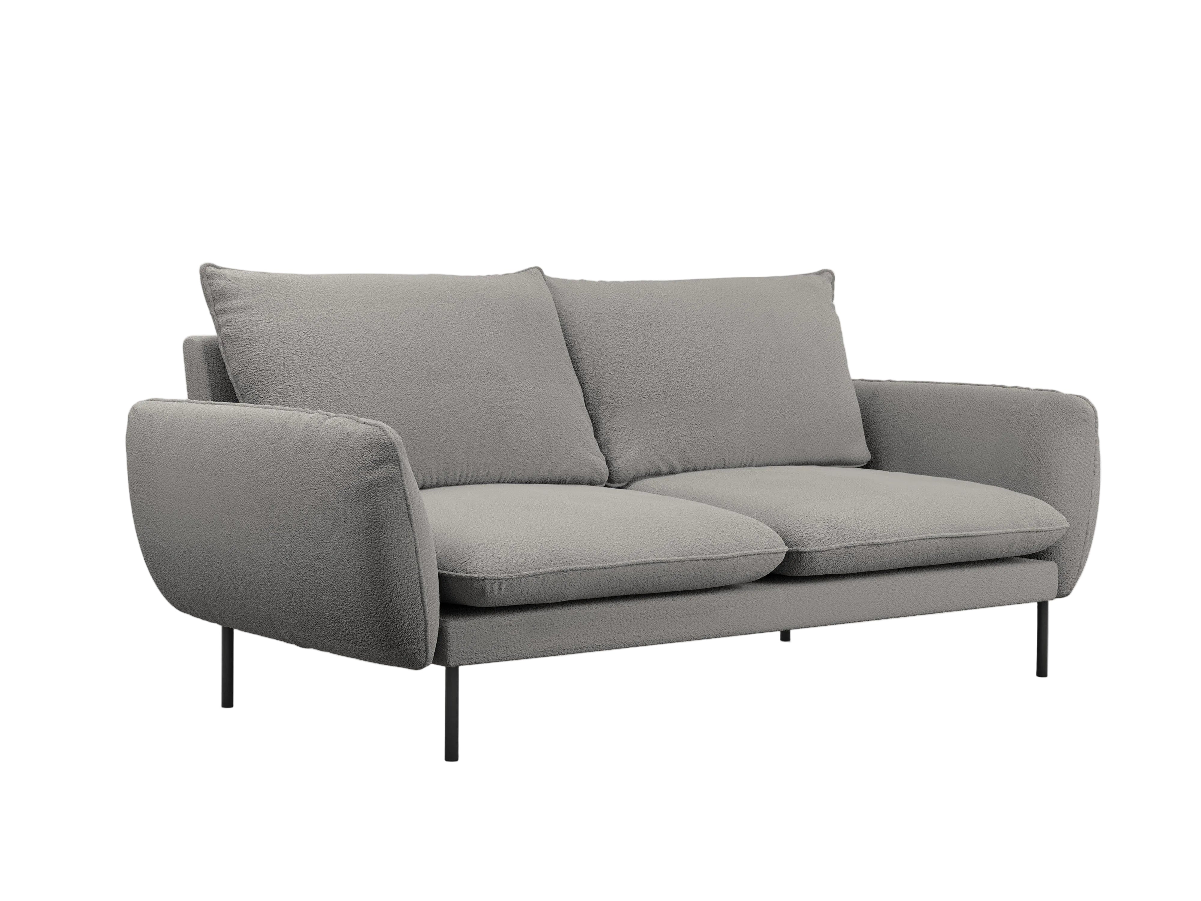 Sofa w tkaninie boucle 3-osobowa VIENNA szary z czarną podstawą Cosmopolitan Design    Eye on Design