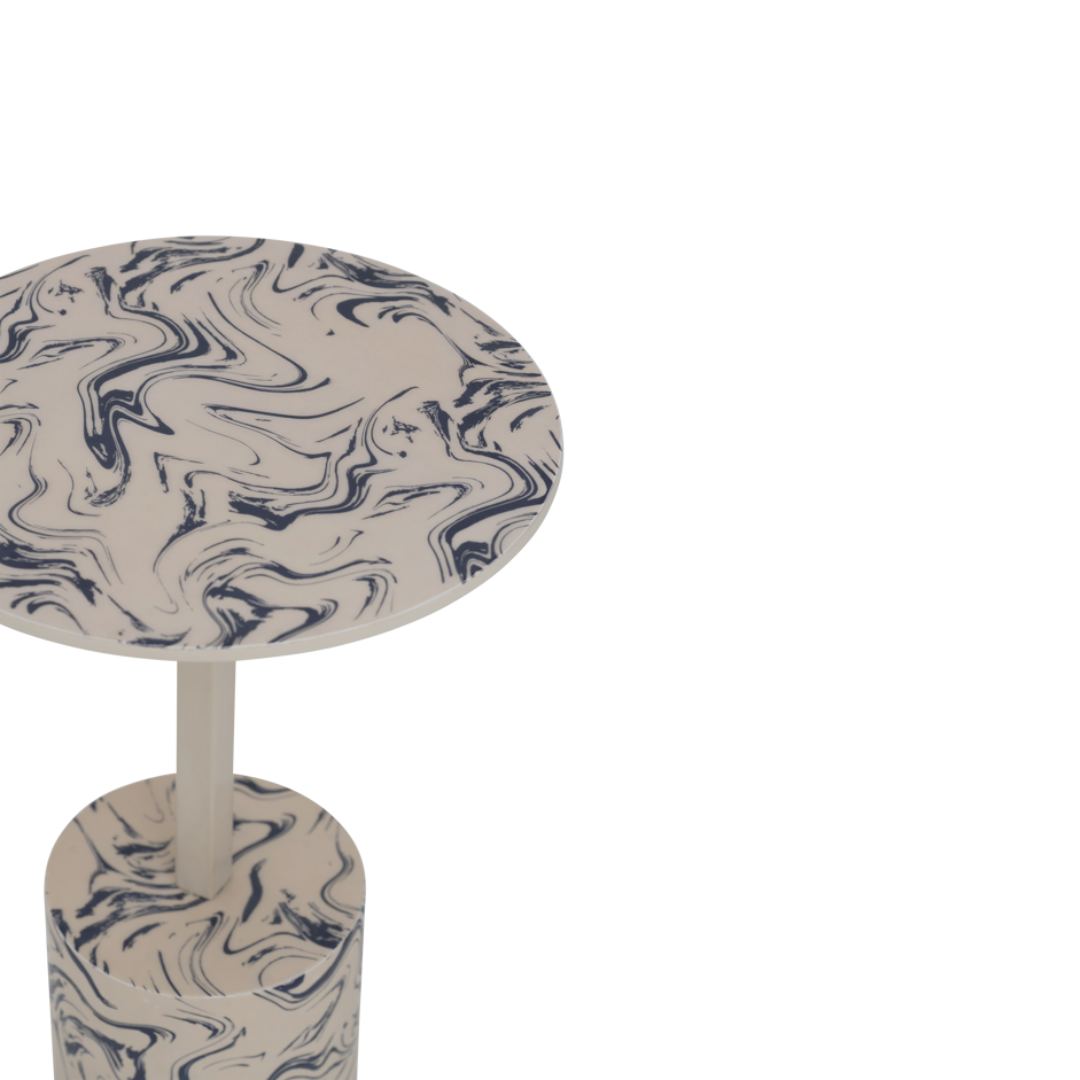 Béžový bočný stolík STEN s modrou farbou