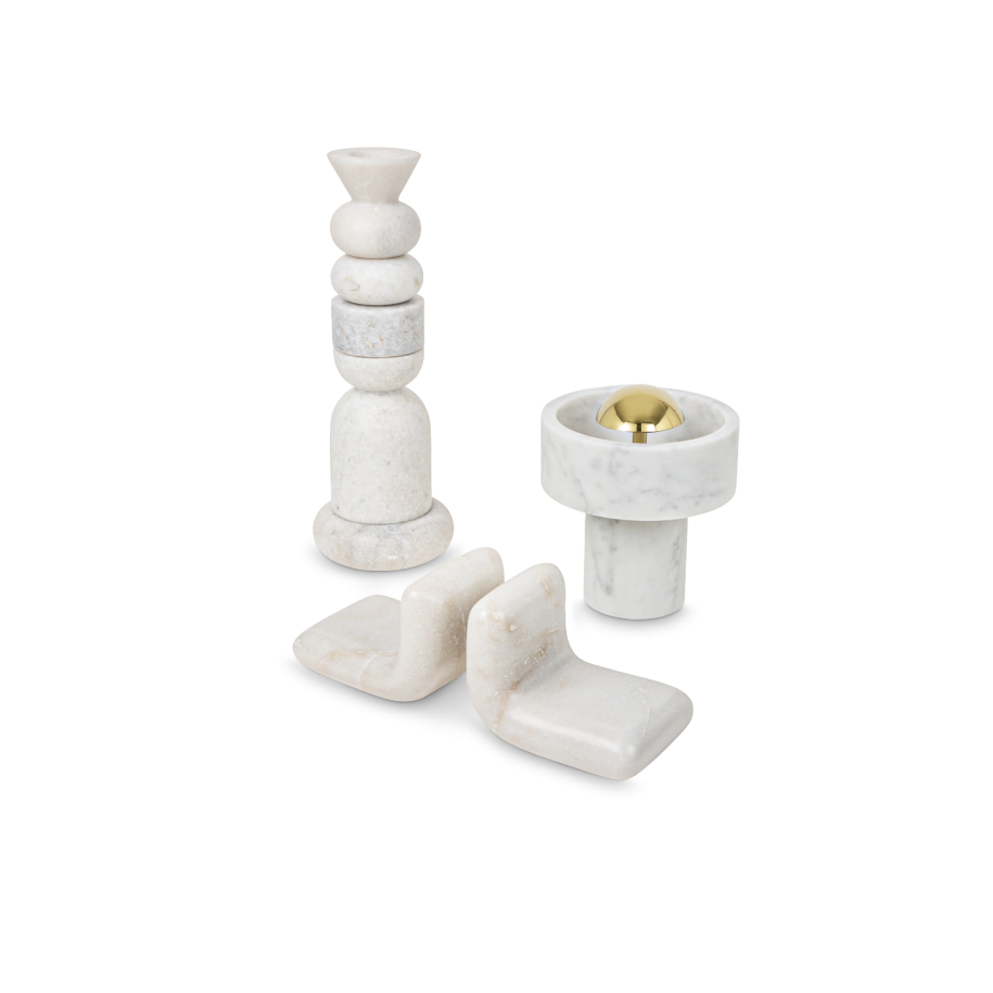 Podpery na knihy STONE biely mramor