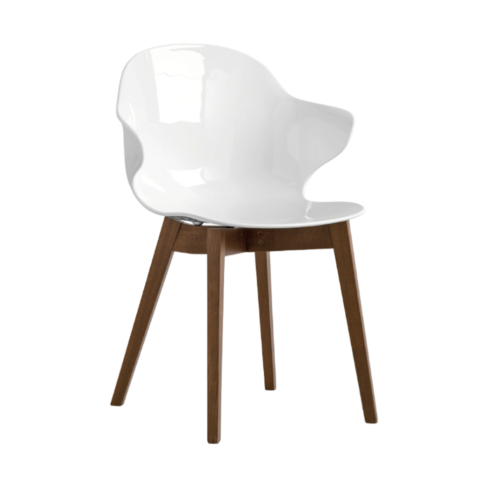 Stolička SAINT TROPEZ s bielym sedadlom a tmavým dreveným podstavcom