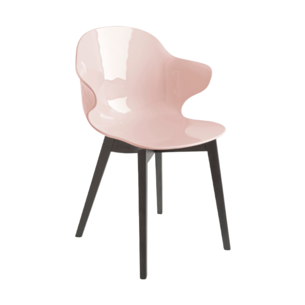 SAINT TROPEZ chair with a pink seat and graphite wooden base