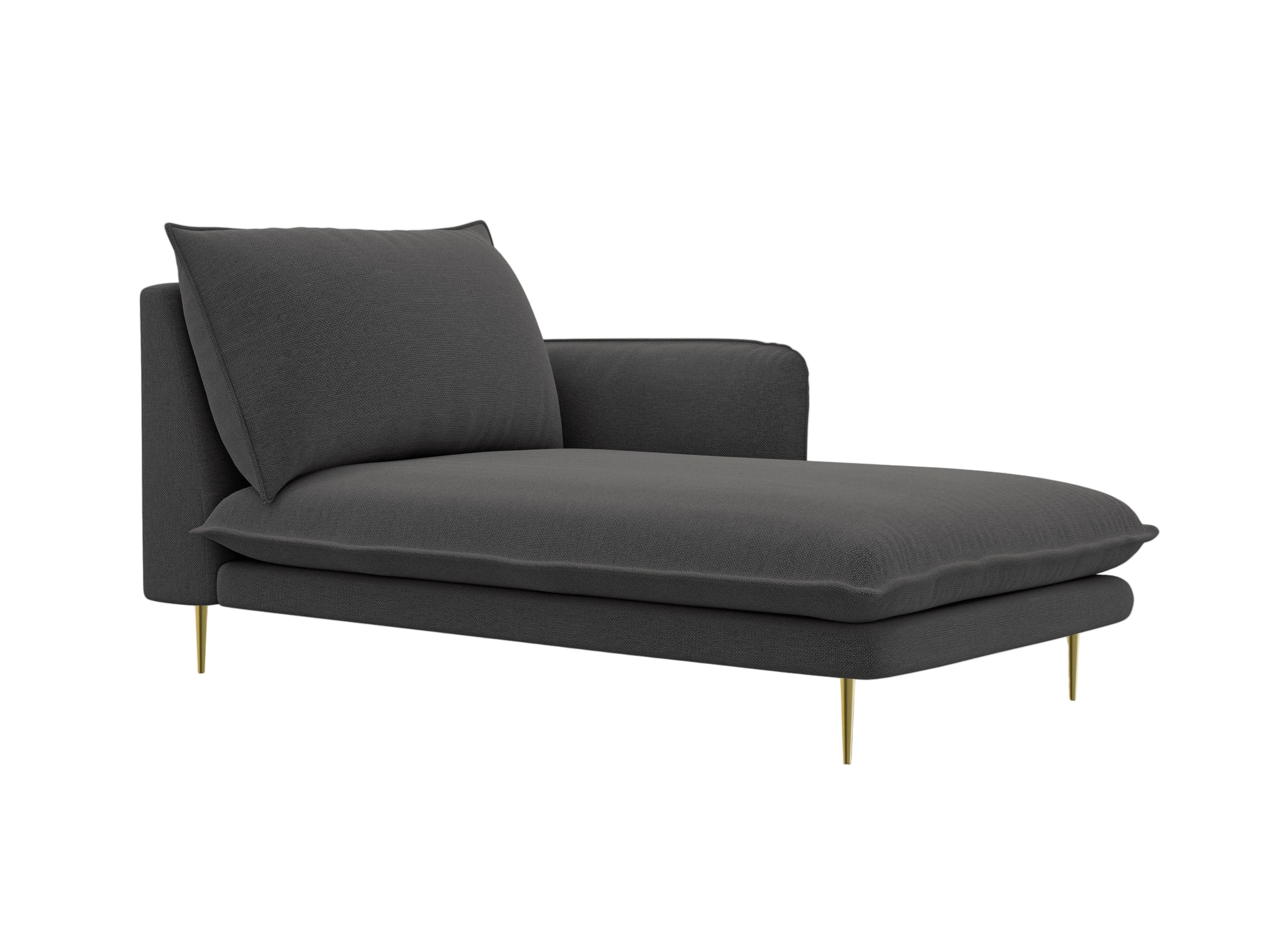 Szezlong prawostronny VIENNA ciemnoszary ze złotą podstawą Cosmopolitan Design    Eye on Design