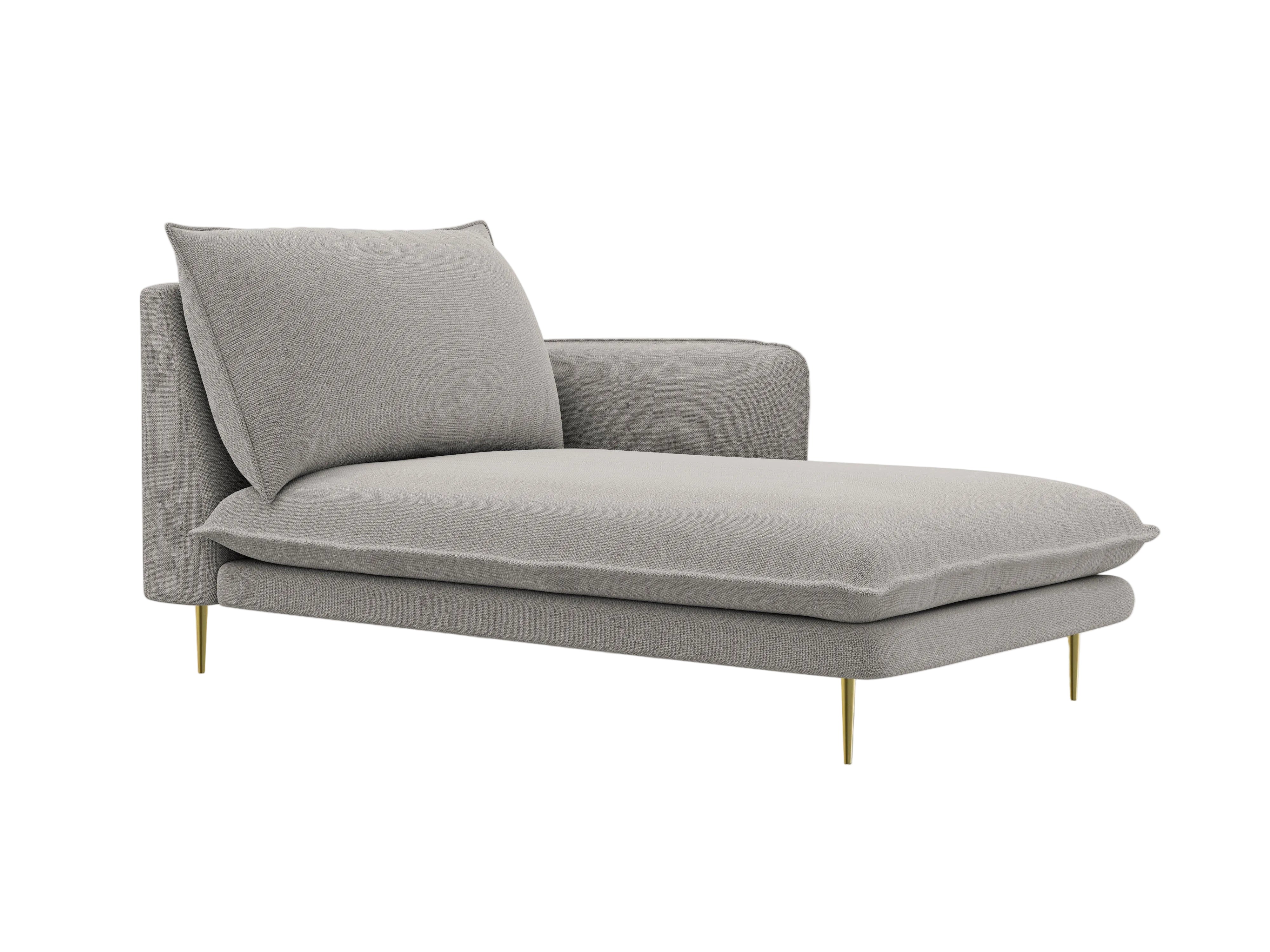 Szezlong prawostronny VIENNA jasnoszary ze złotą podstawą Cosmopolitan Design    Eye on Design