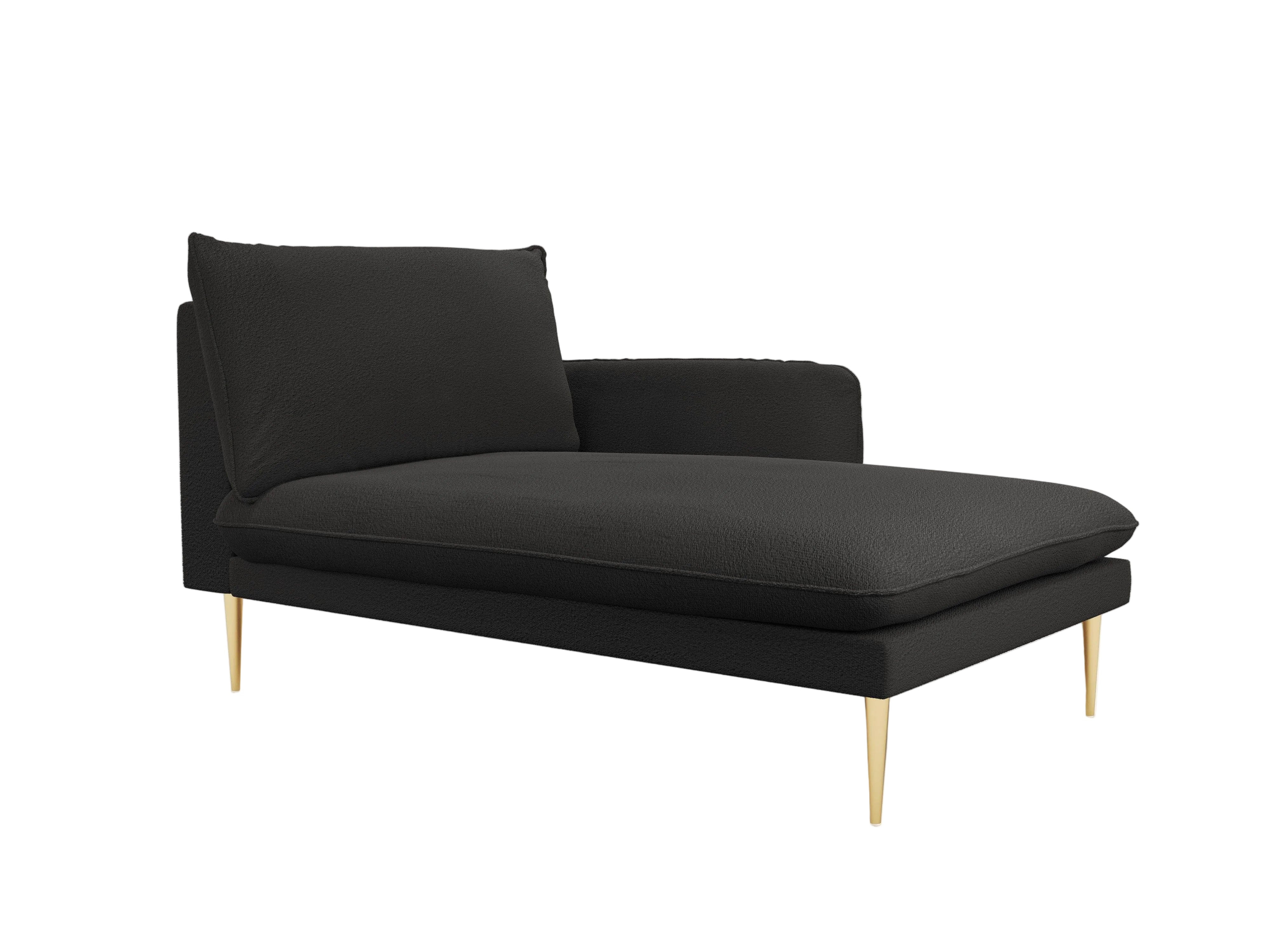 Szezlong w tkaninie boucle prawostronny VIENNA czarny ze złotą podstawą Cosmopolitan Design    Eye on Design