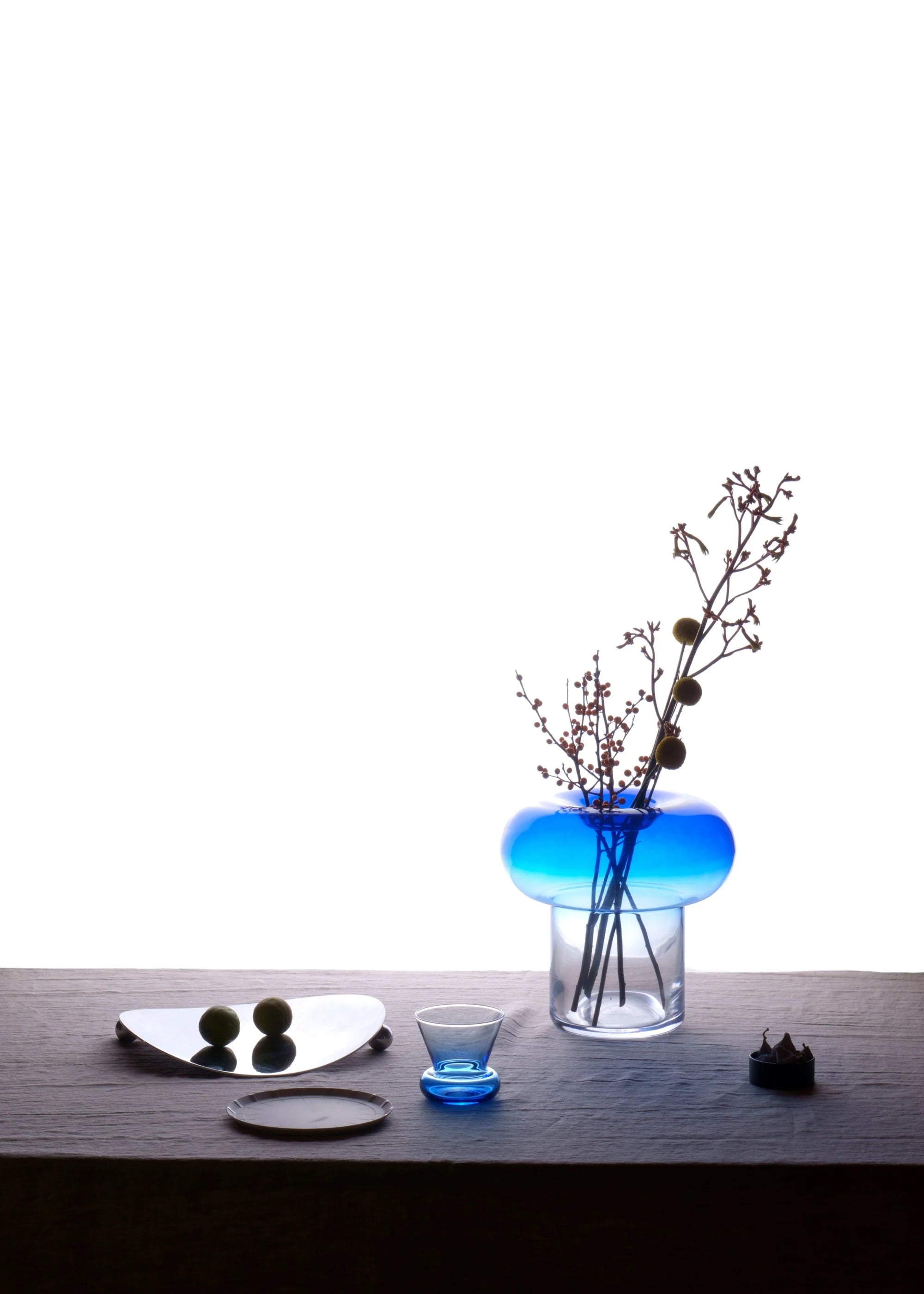 ORIO vase blue blown glass