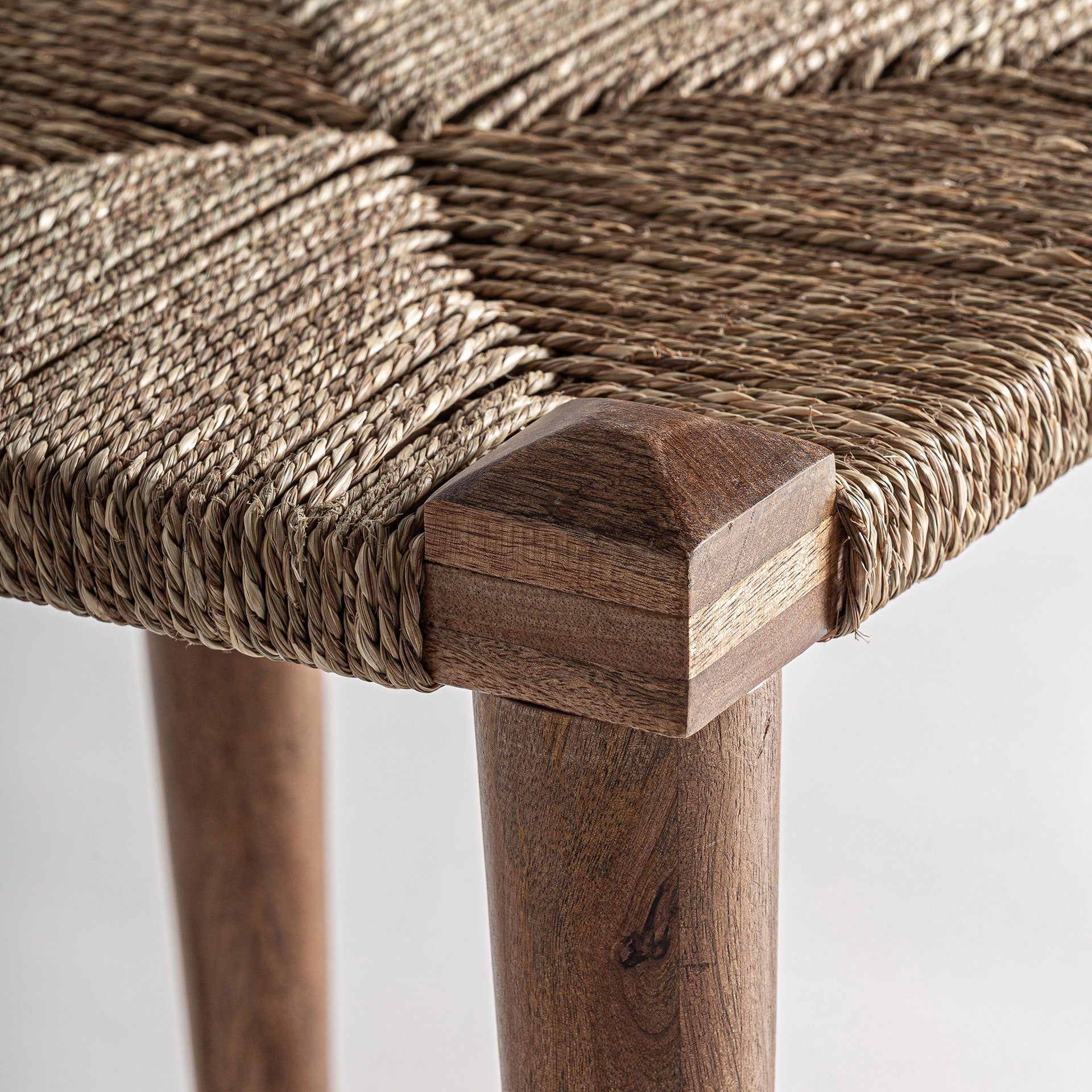 KAAJI Stool in Mango Wood with Jute Seat
