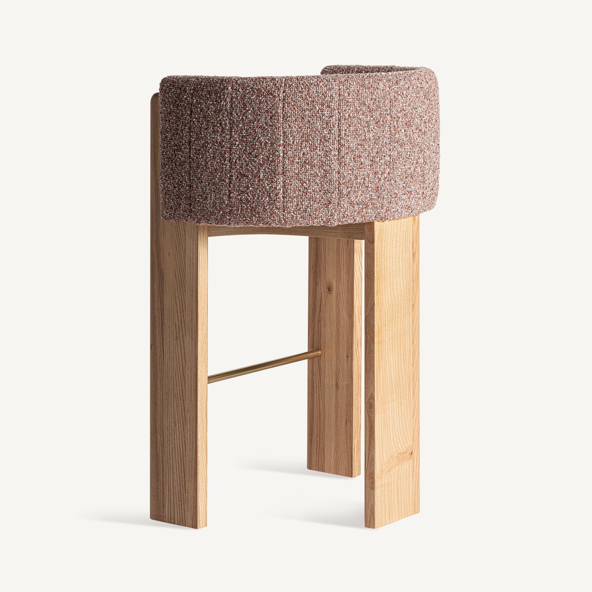 SERNIE Bar Stool in Brown with Oak Base