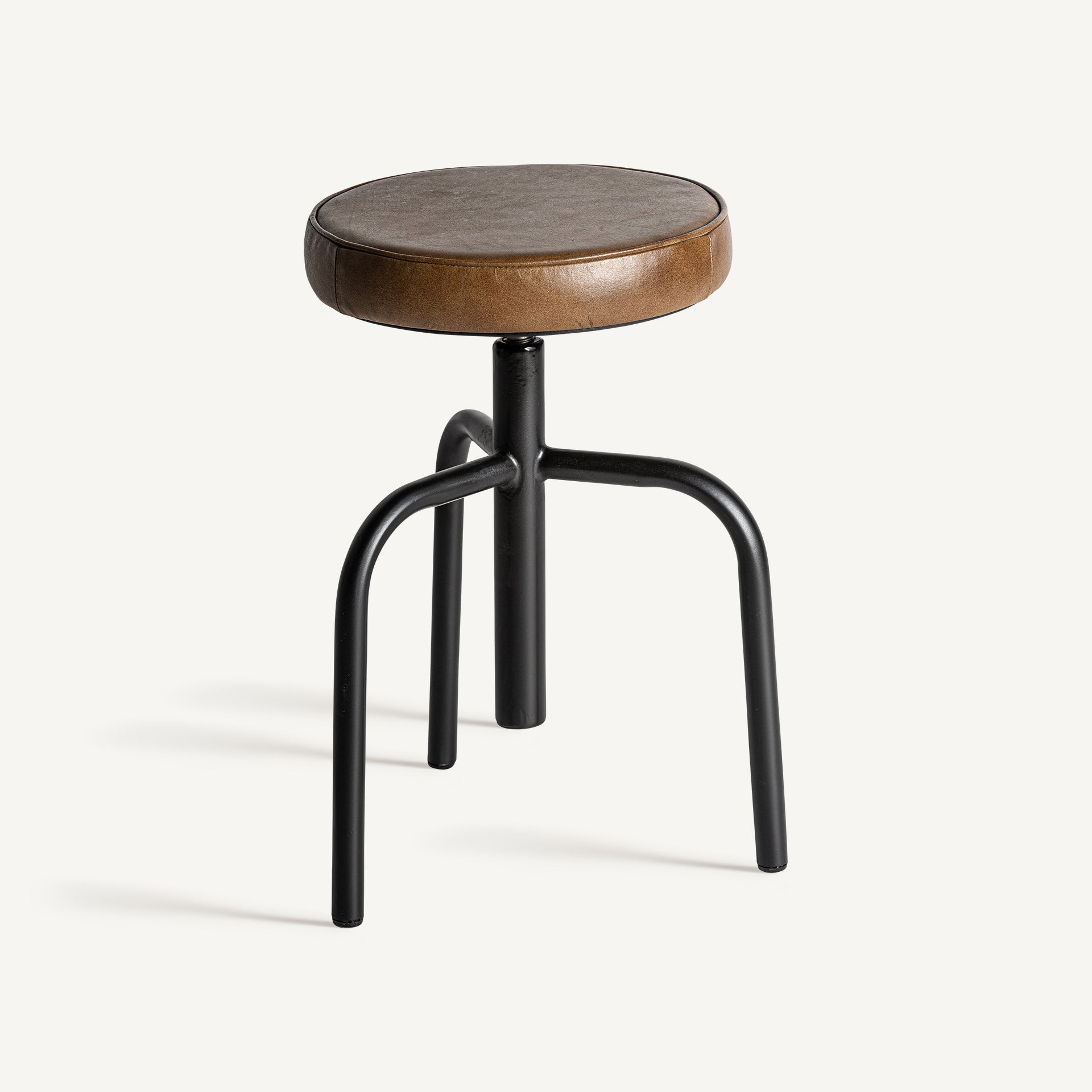 SNAIT Bar Stool Brown Leather with Black Base