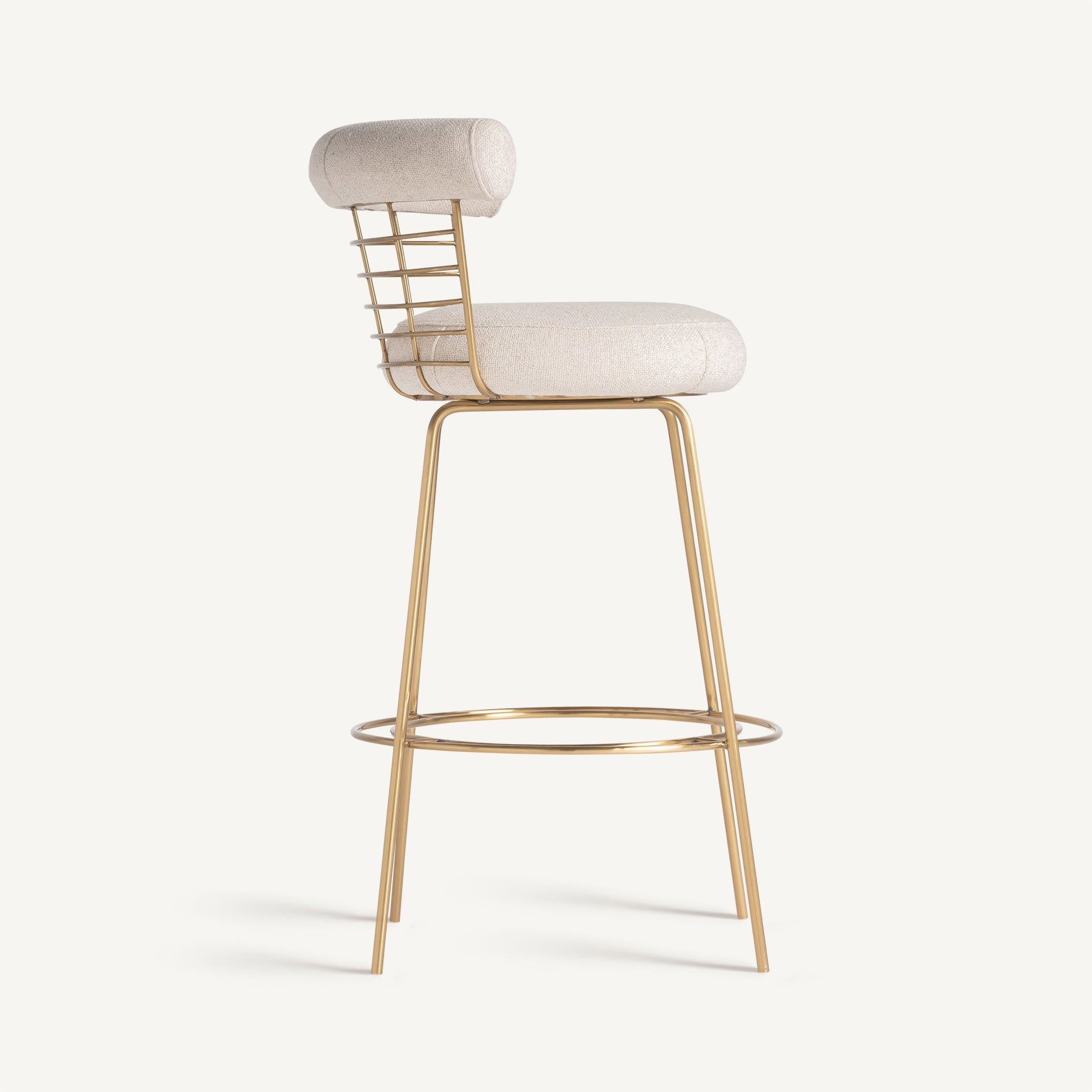 TRESIVIO Cream Bar Stool with Gold Base