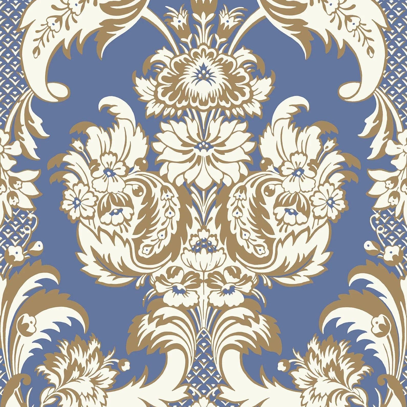 Tapeta ALBEMARLE - Wyndham metaliczne złoto na niebieskim Cole & Son    Eye on Design