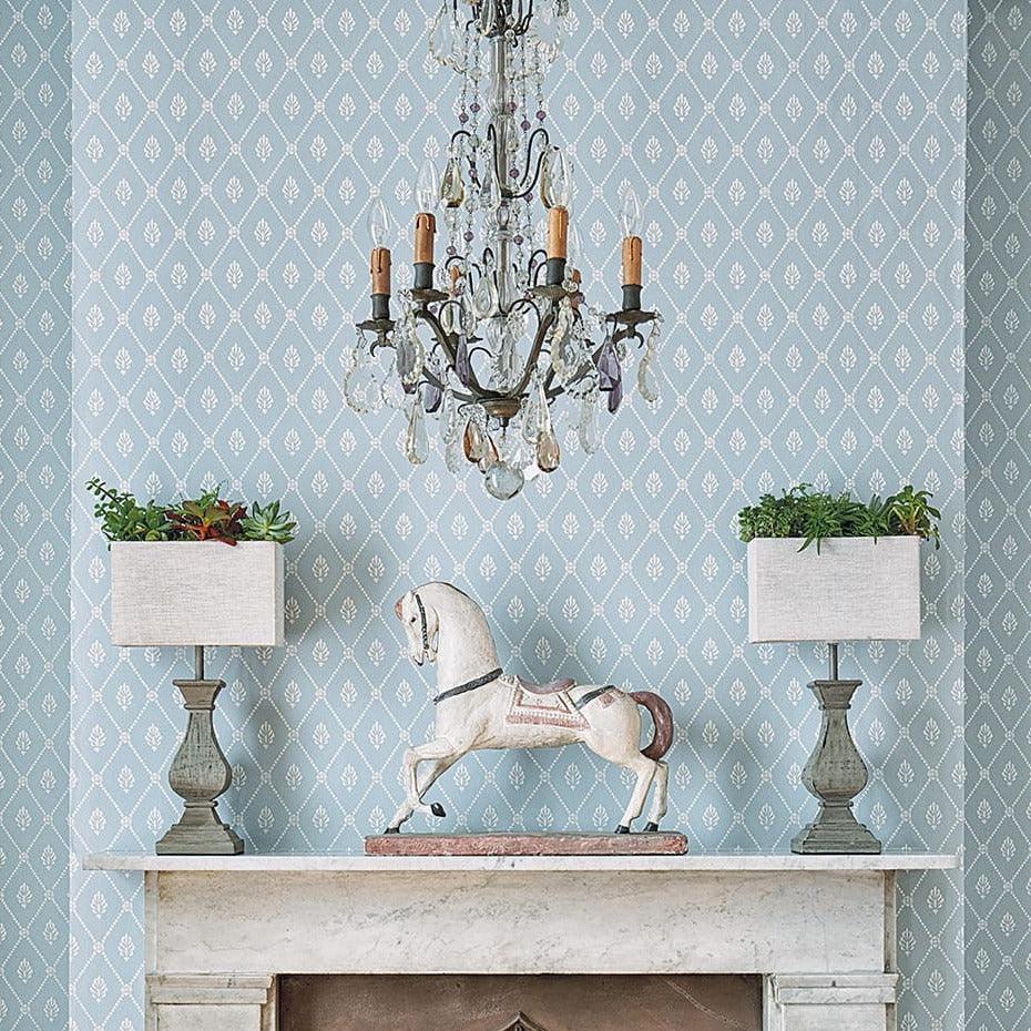 Plant wallpaper with geometric pattern ARCHIVE ANTHOLOGY - Alma beige