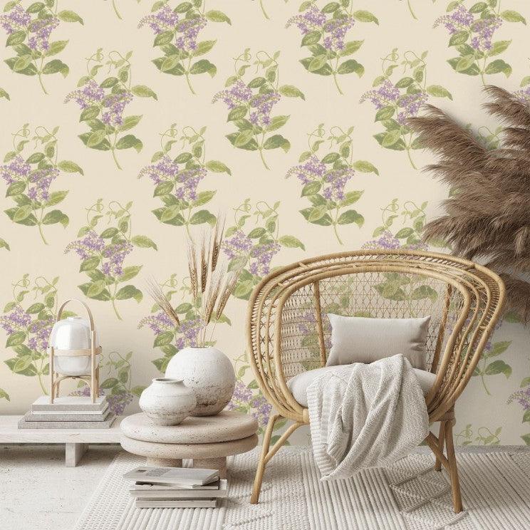 Floral Pattern Wallpaper ARCHIVE ANTHOLOGY - Madras Violet Lilac on White