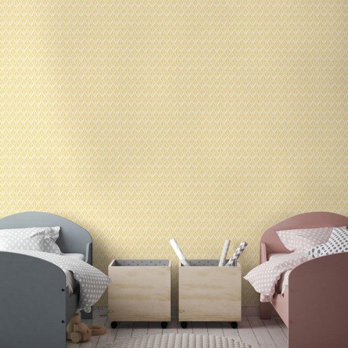 Wallpaper with a geometric plant pattern of leaves ARCHIVE TRADITIONAL - Lee Priory gray