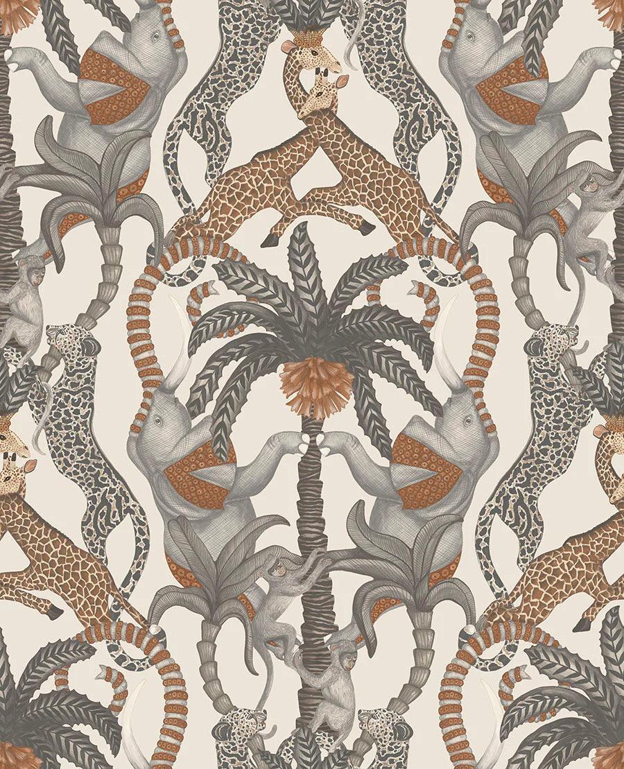 Tapeta ARDMORE JABULA - Safari Totem turkus na czarnym Cole & Son    Eye on Design