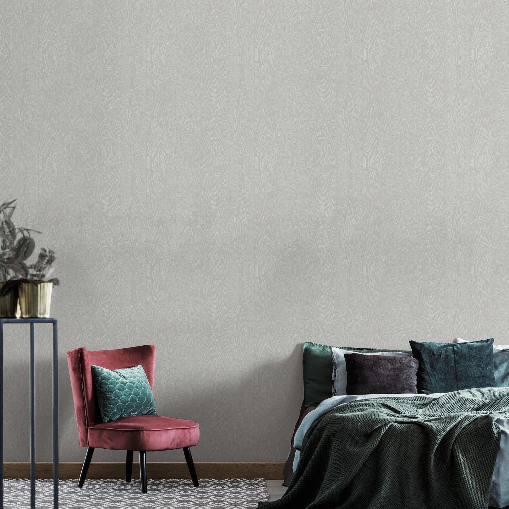 CURIO Wallpaper Imitating Wooden Planks - Dark Beige Wood Grain