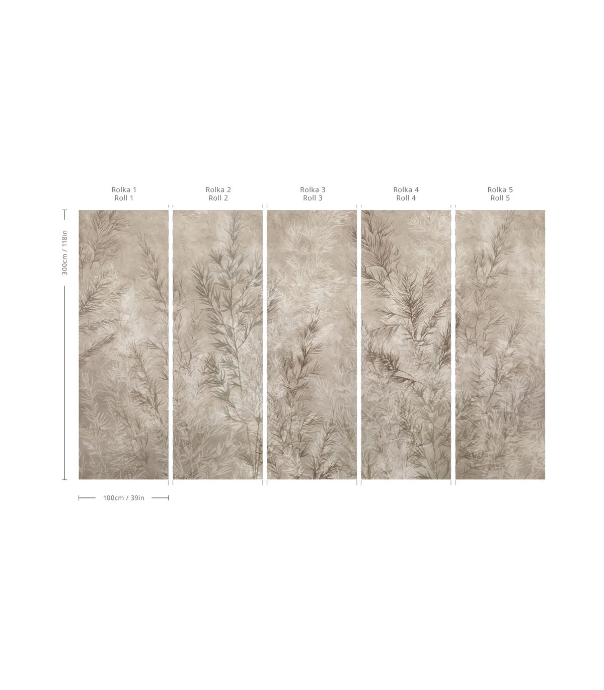 Tapeta s rastlinným motívom listov SUCHOZEMSKÁ TRÁVA BEŽOVÁ