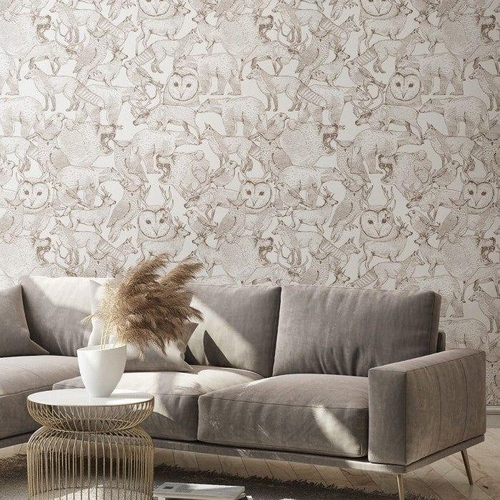 Tapeta FOREST FRIENDS BROWN Wallcolors    Eye on Design