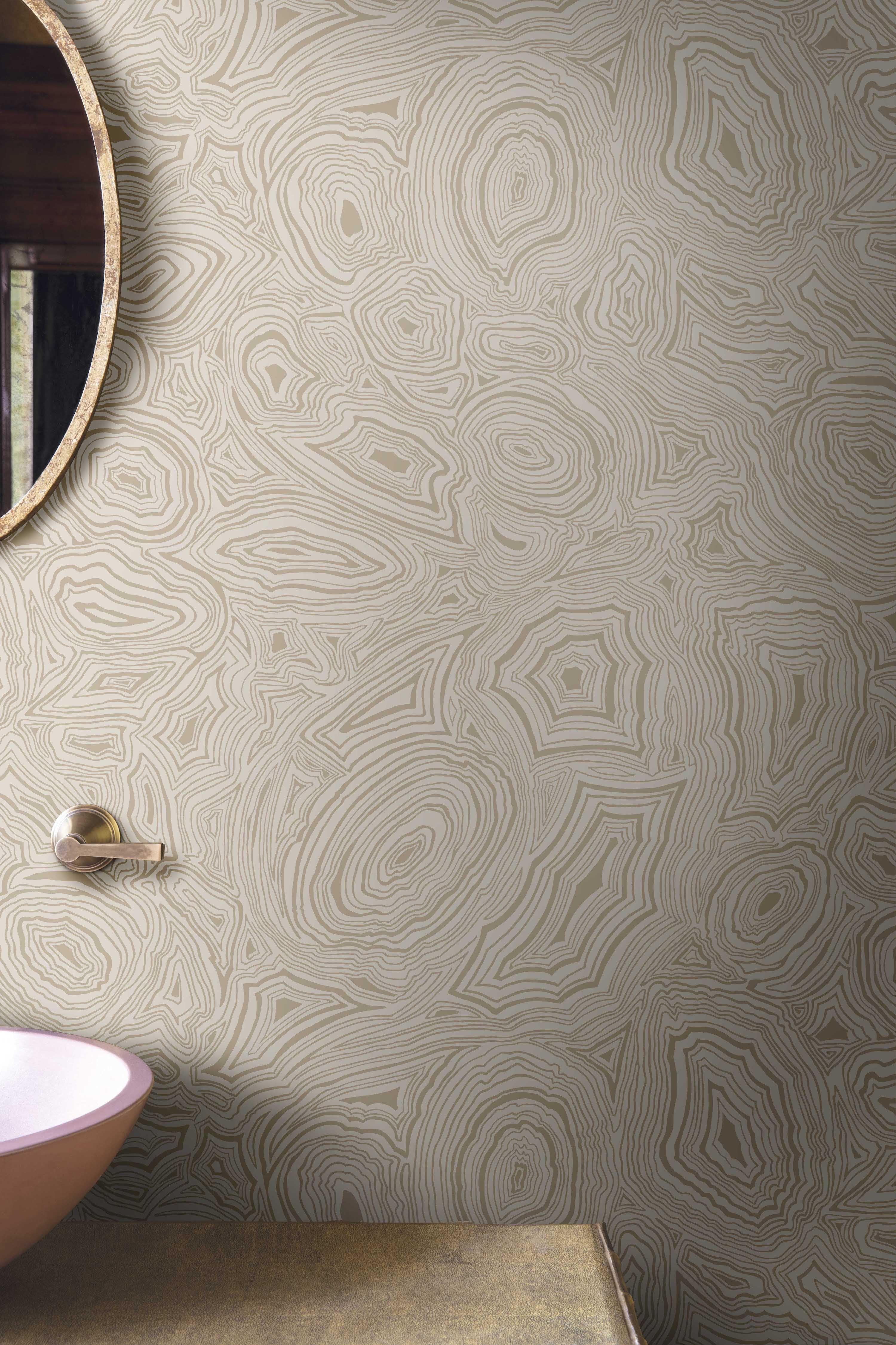 Wallpaper with an abstract pattern resembling marble FORNASETTI - Dark Brown Malachite