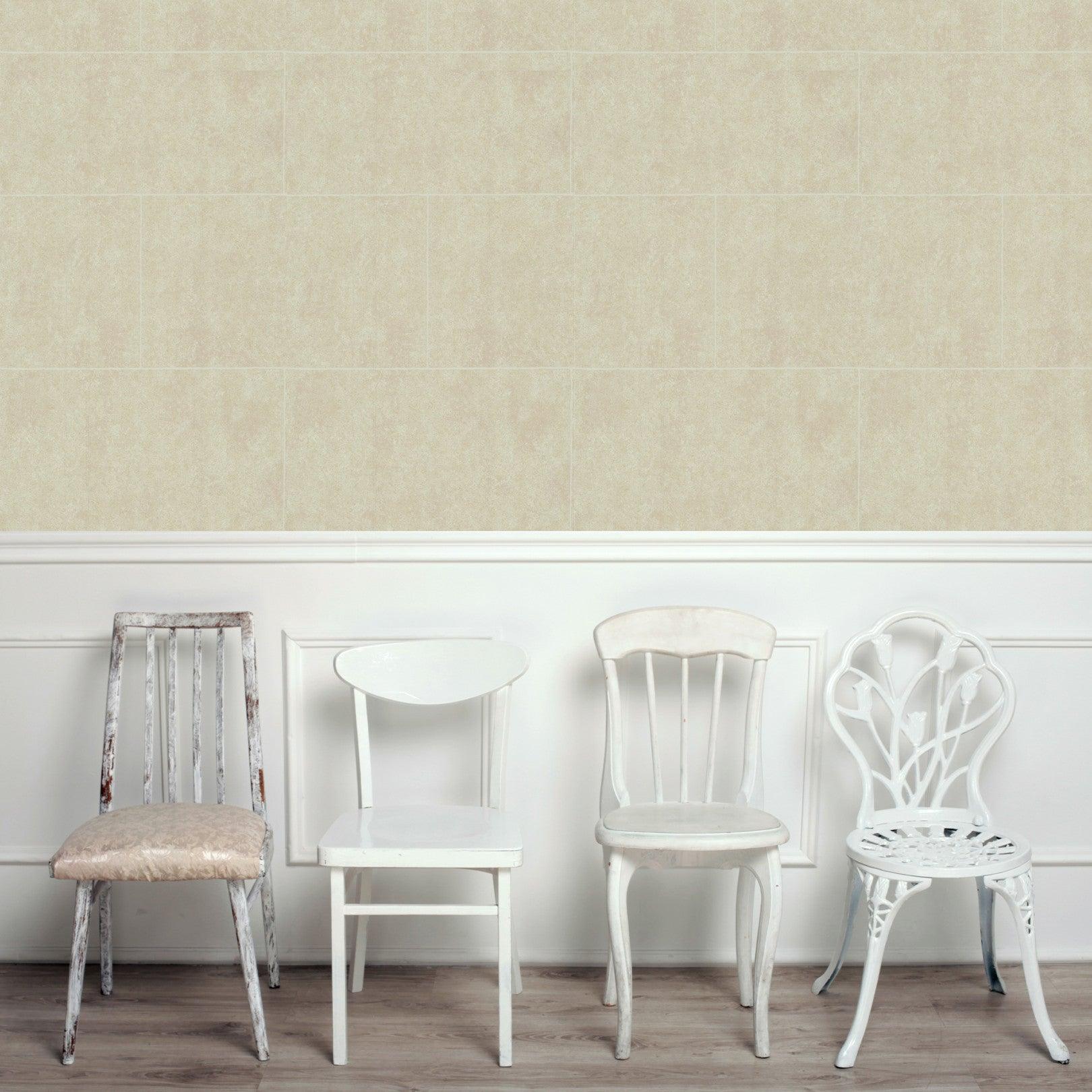 Wallpaper Imitating Stone Blocks FOUNDATION - Light Gray Stone Block