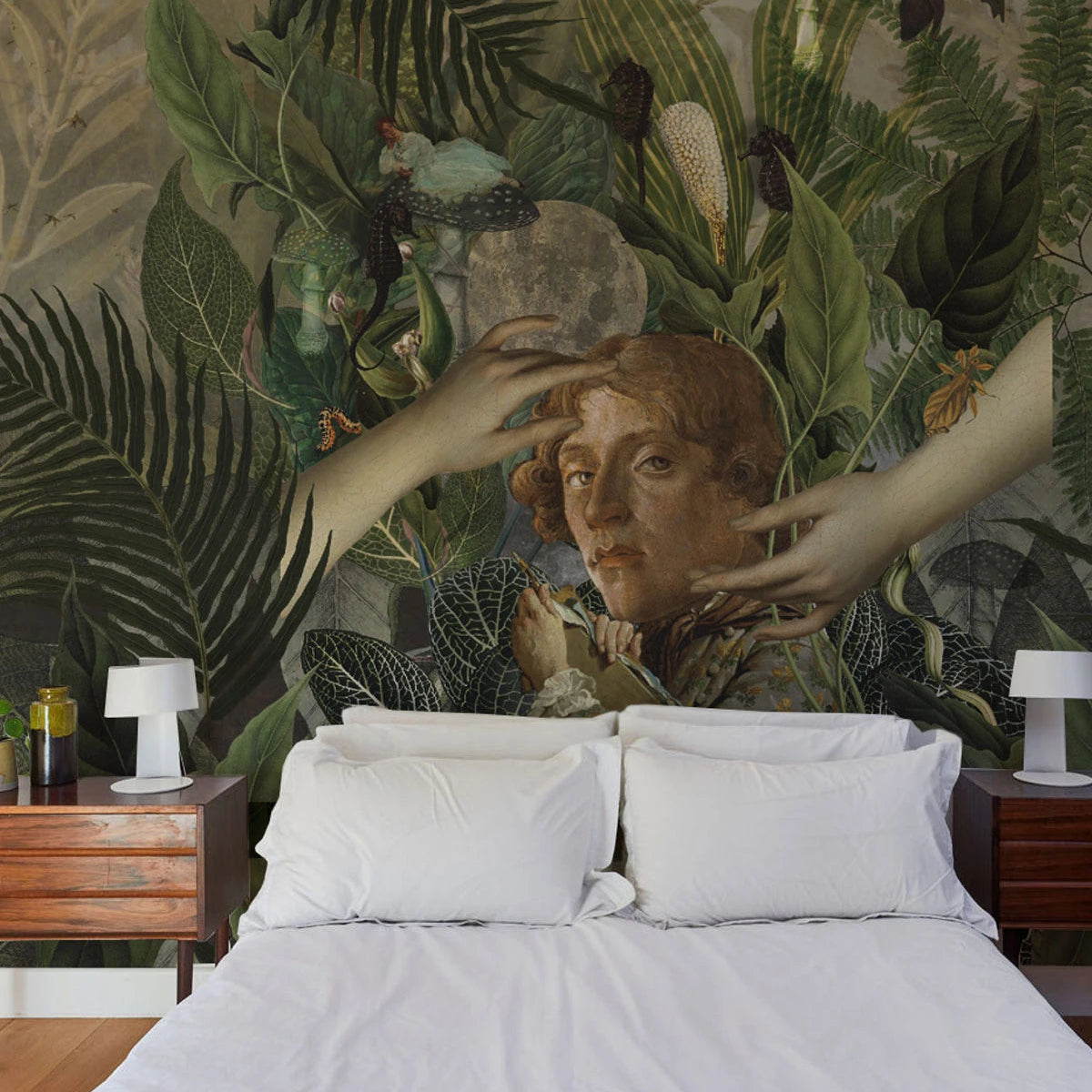 Tapeta s umeleckým rastlinným motívom ZELENÝ MUŽ zelená