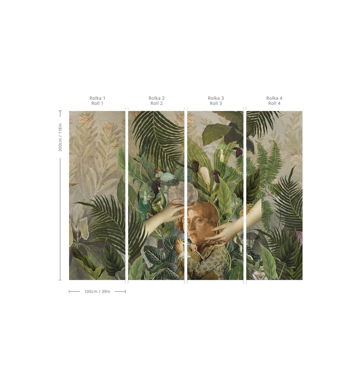 Tapeta s umeleckým rastlinným motívom ZELENÝ MUŽ zelená