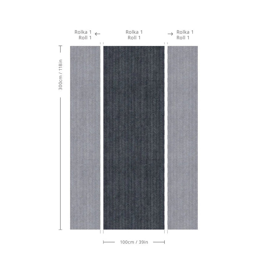 Tapeta flizelinowa ze wzorem imitująca jodełkę HERRINGBONE niebieski