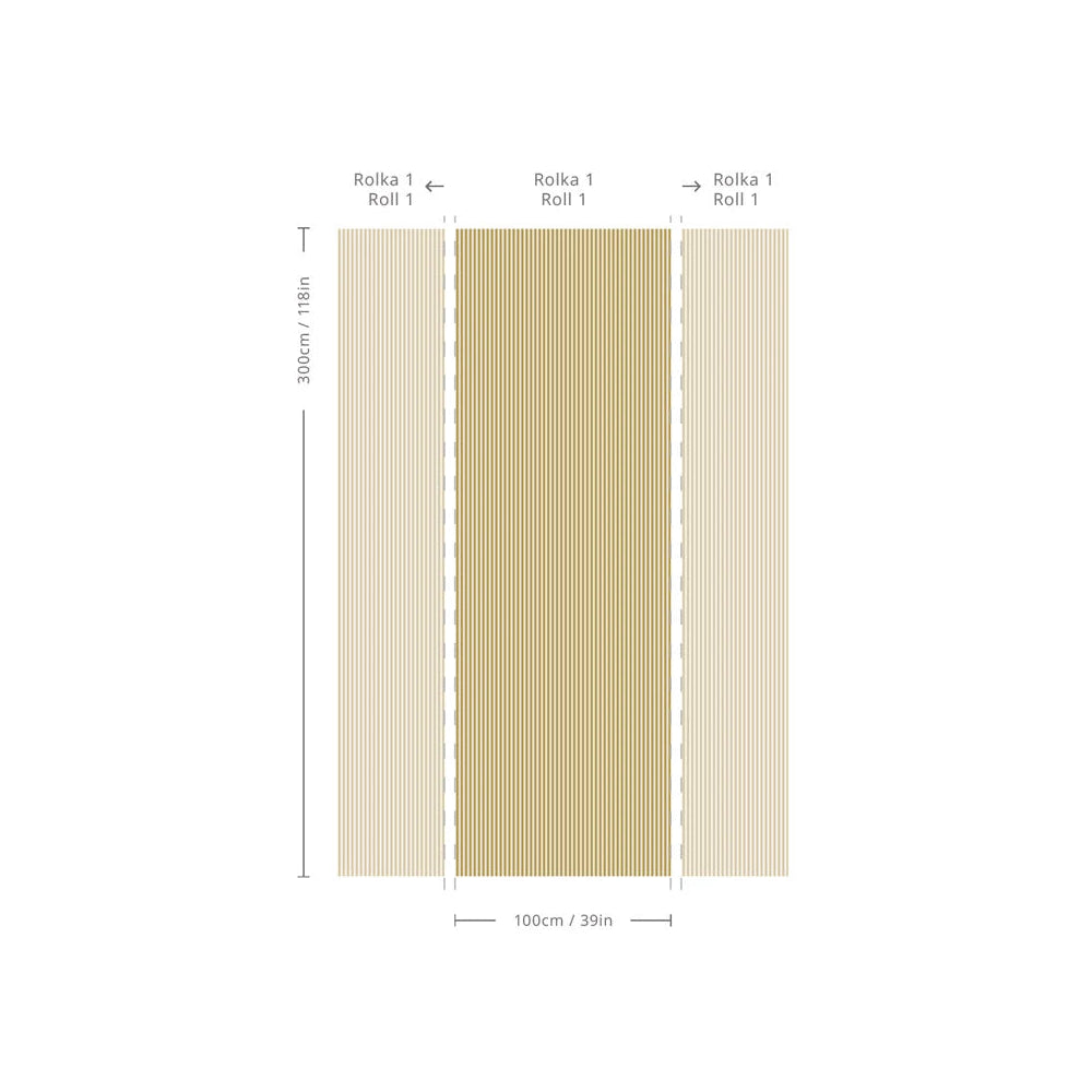 Tapeta s geometrickým vzorom pruhy STRIPE MEADOW MUSTARD horčicová so šedou