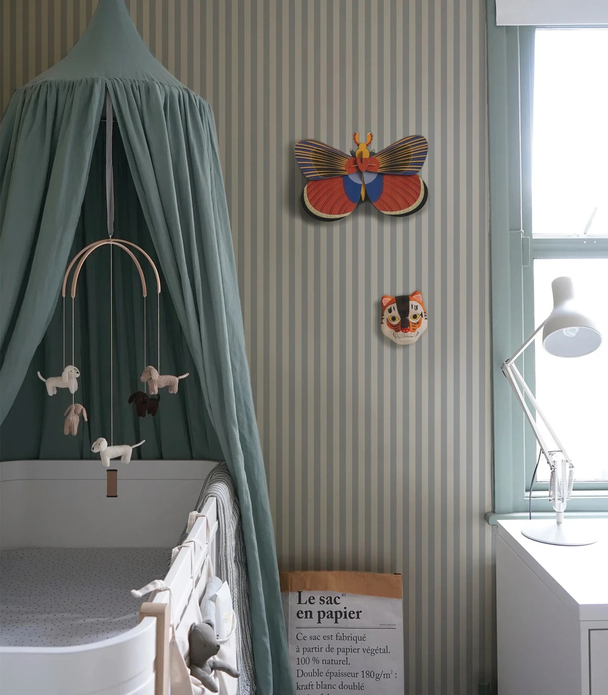 Geometric Pattern Wallpaper in Stripes STRIPE TRANQUIL BLUE Blue