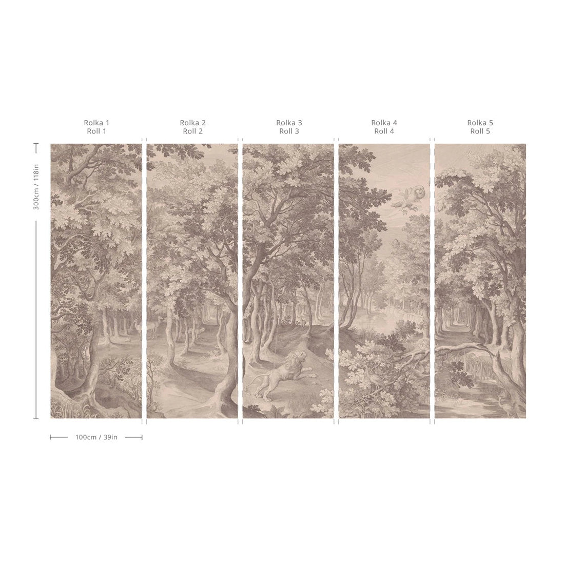 Tapeta flizelinowa z krajobrazem TIMELESS TREES BEIGE beżowy