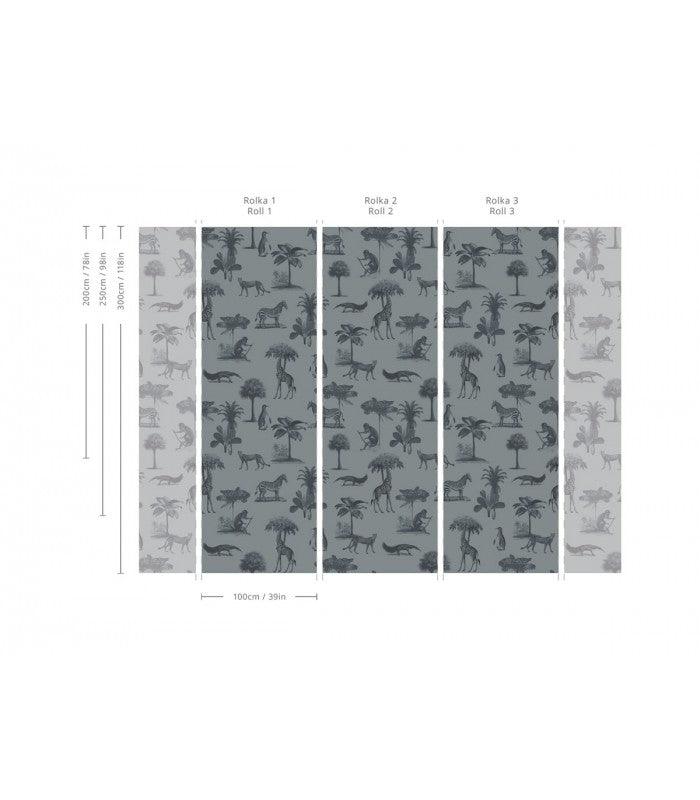 Tapeta VINTAGE ANIMALS ciemny miętowy Wallcolors    Eye on Design