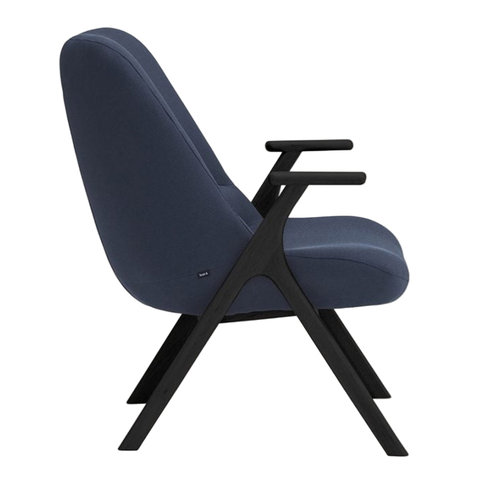 DINS Armchair in Dark Blue with Black Wooden Base