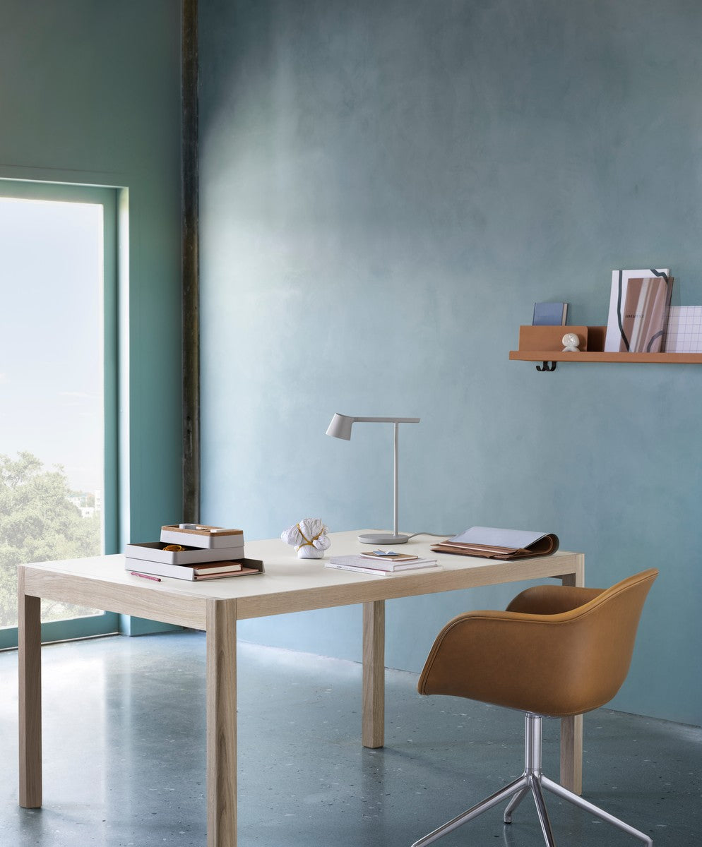 Stôl WORKSHOP šedé linoleum s dubovou základňou