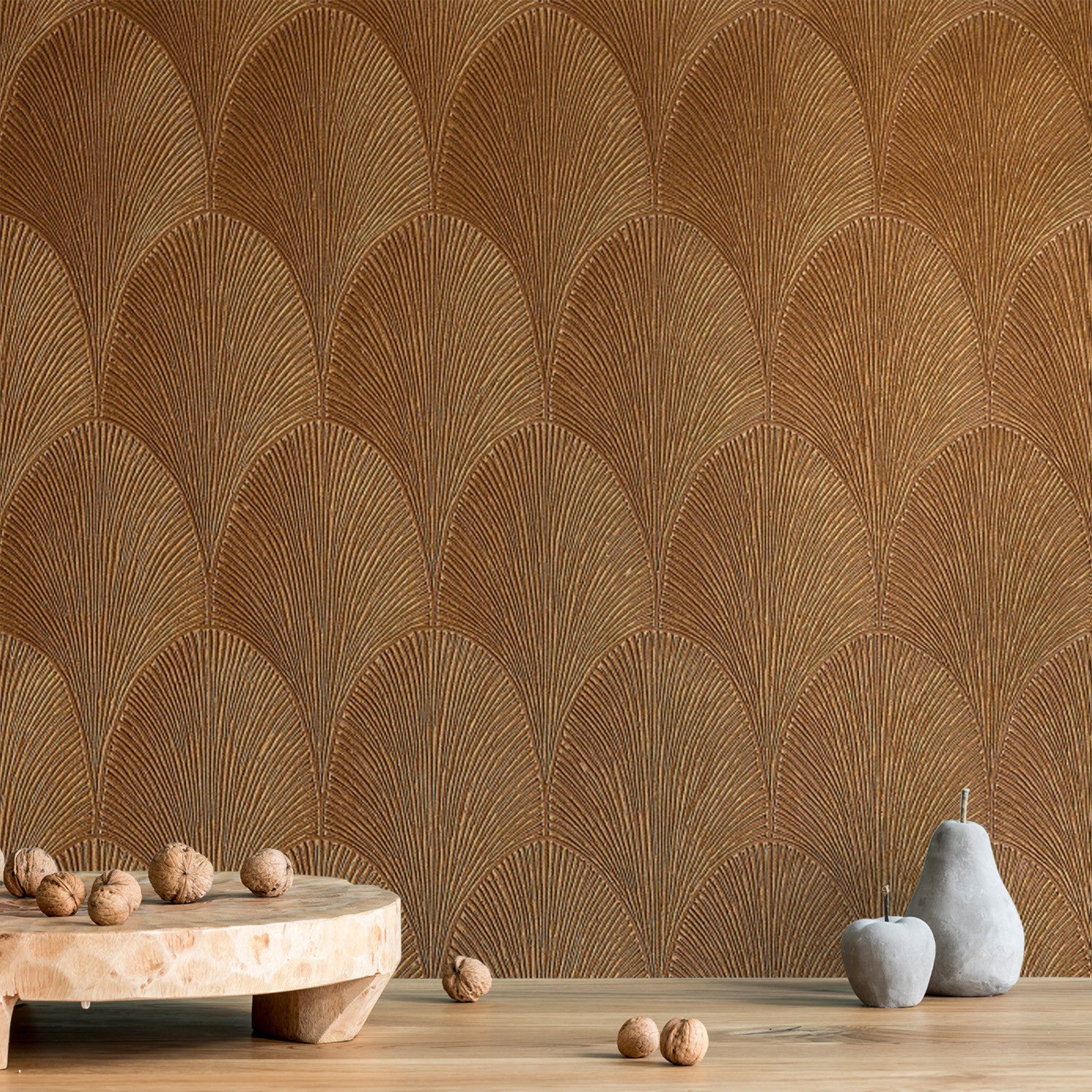 Metallic wallpaper with abstract pattern TOURMALINE - AMBRE amber