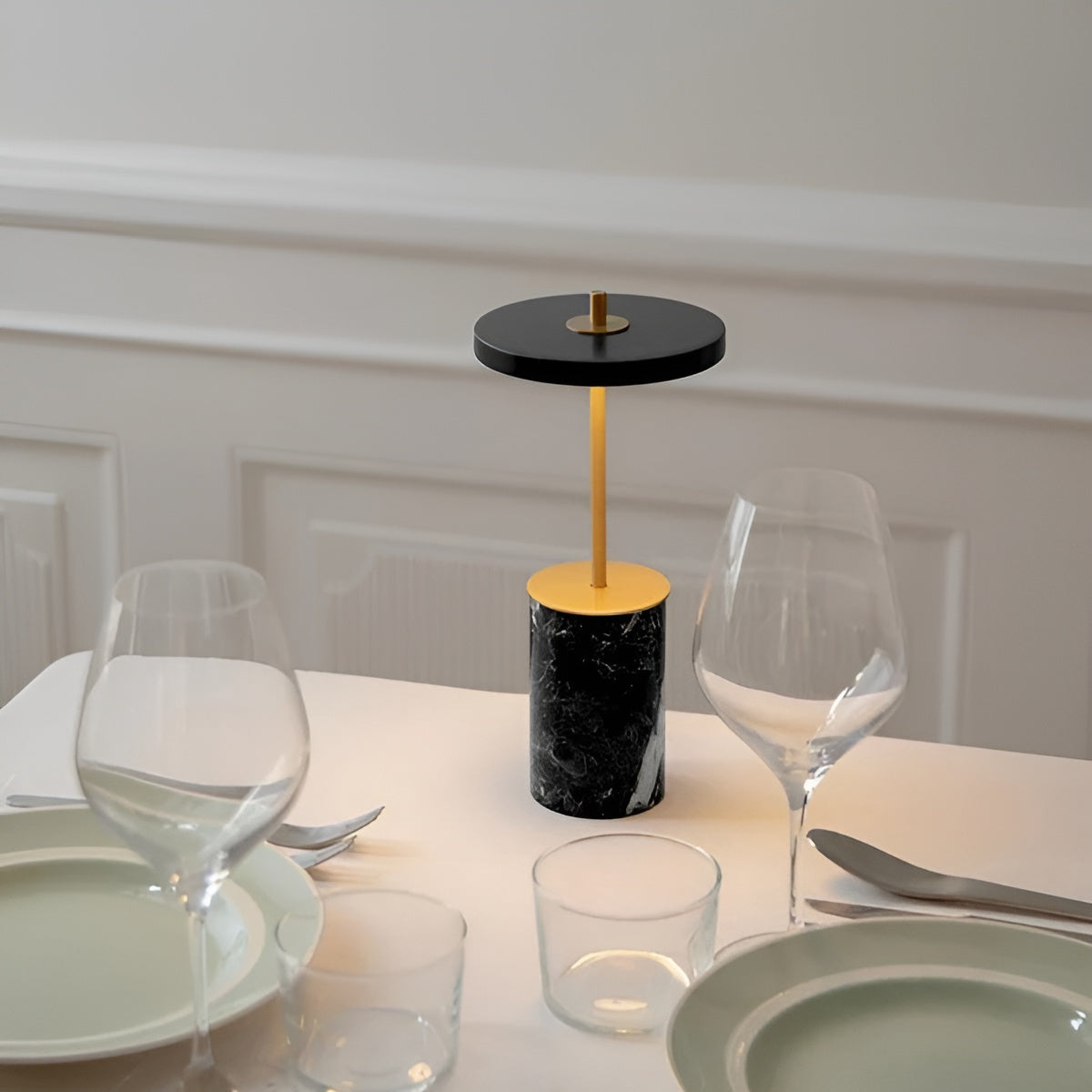Asteria Move Mini Table Lamp Black Marble with Gold Accent