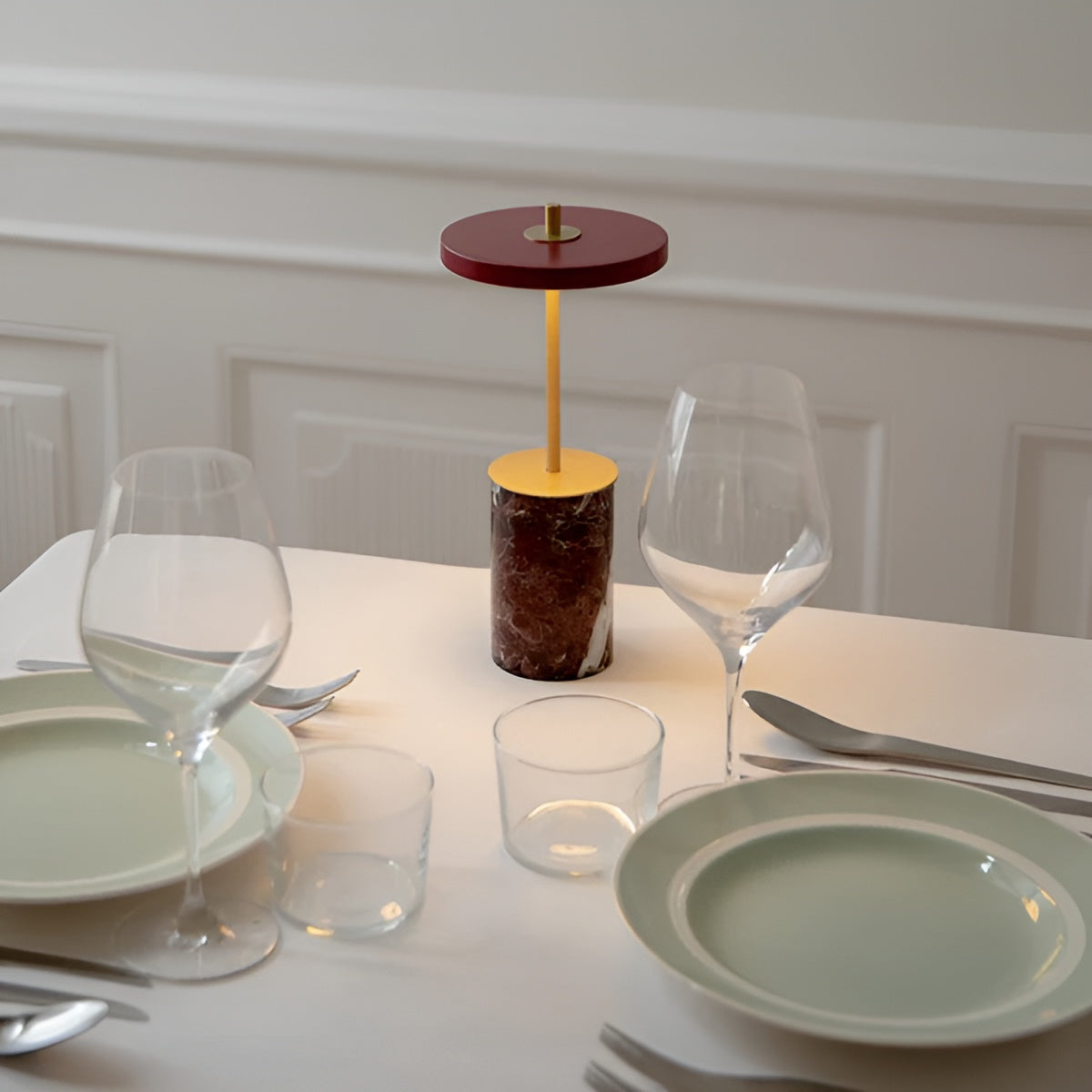 Asteria Move Mini Table Lamp Red Marble with Gold Accent